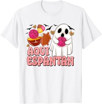 Aqui Espantan Cute Ghost Spanish Halloween Spooky Ghost T-Shirt