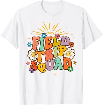 Hippie smile Face Field Trip Squad Groovy Field Day 2025 T-Shirt