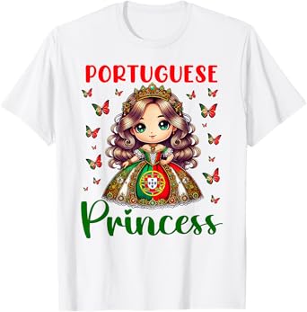 Portuguese Princess Portugal flag and Butterflies for girls T-Shirt