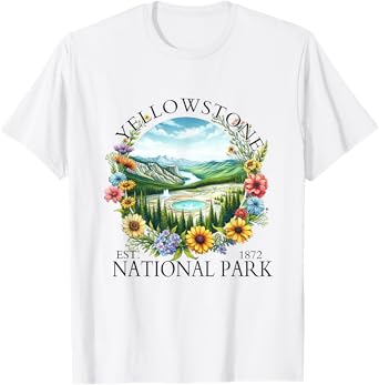 Floral Yellowstone National Park Hiking Camping Outdoor T-Shirt