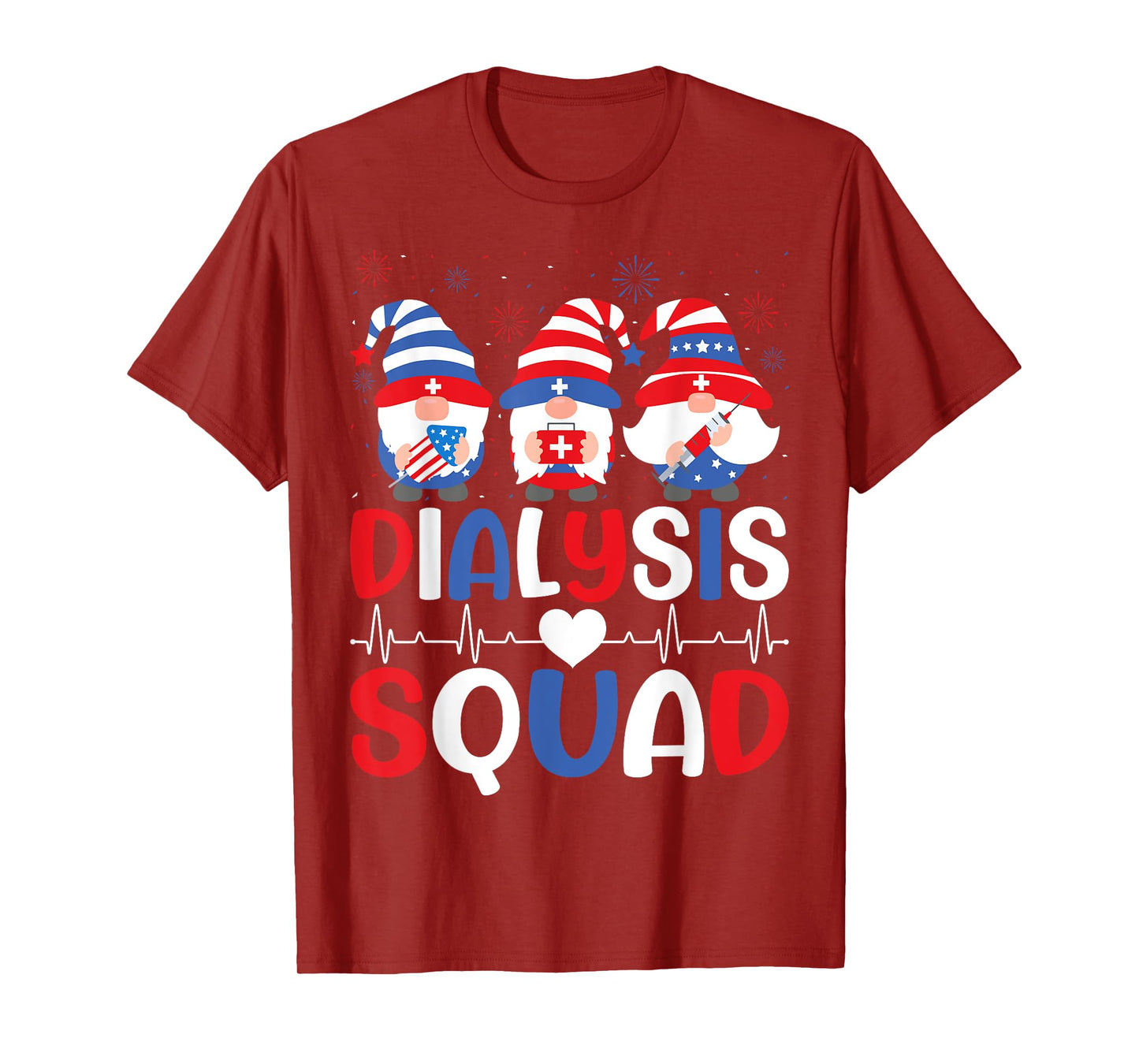 4th Of July Dialysis Squad Gnomes USA Patriotic Nurse T-Shirt for Women Men