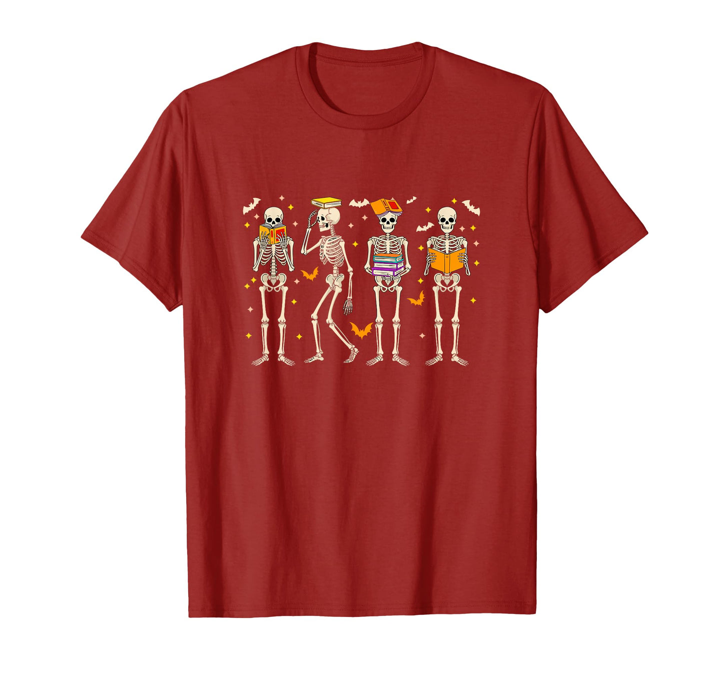 Halloween Group Skeletons Reading Books Bookworm Librarian T-Shirt