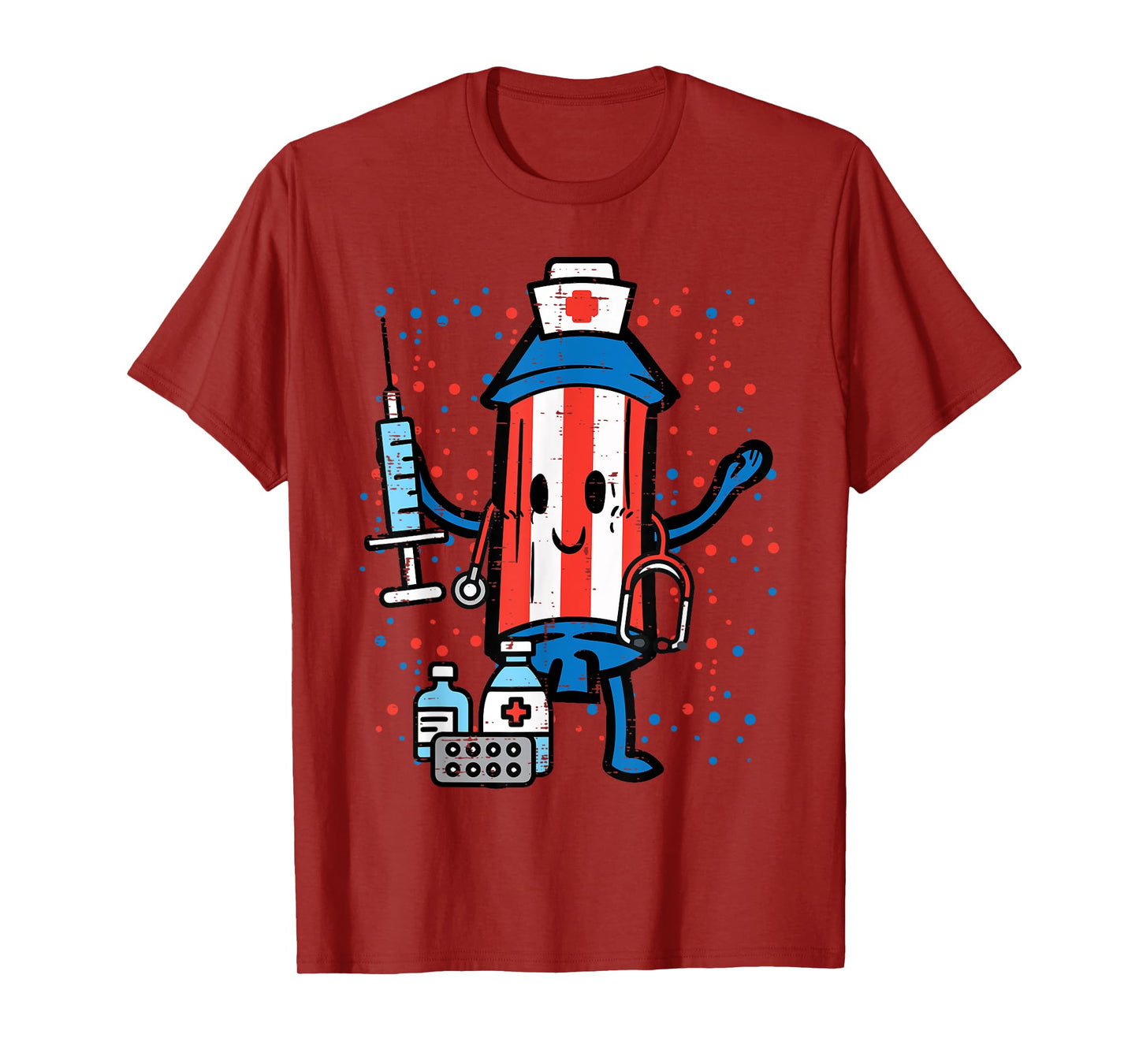 4th Of July Firecracker Nurse Funny America Scrub Top Women T-Shirt