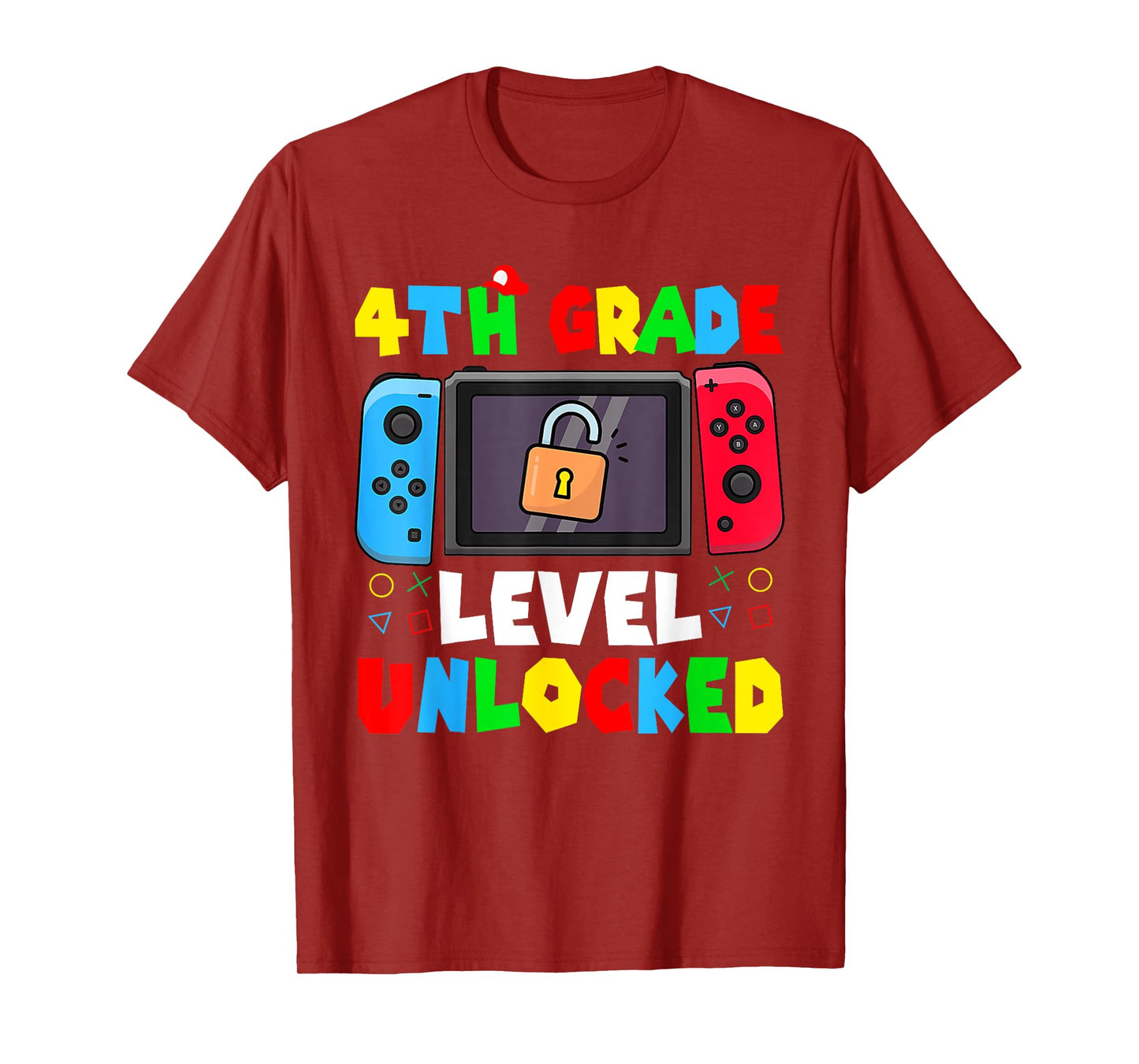 4th Grade Level Unlocked Back to School First Day Gamer Boys T-Shirt