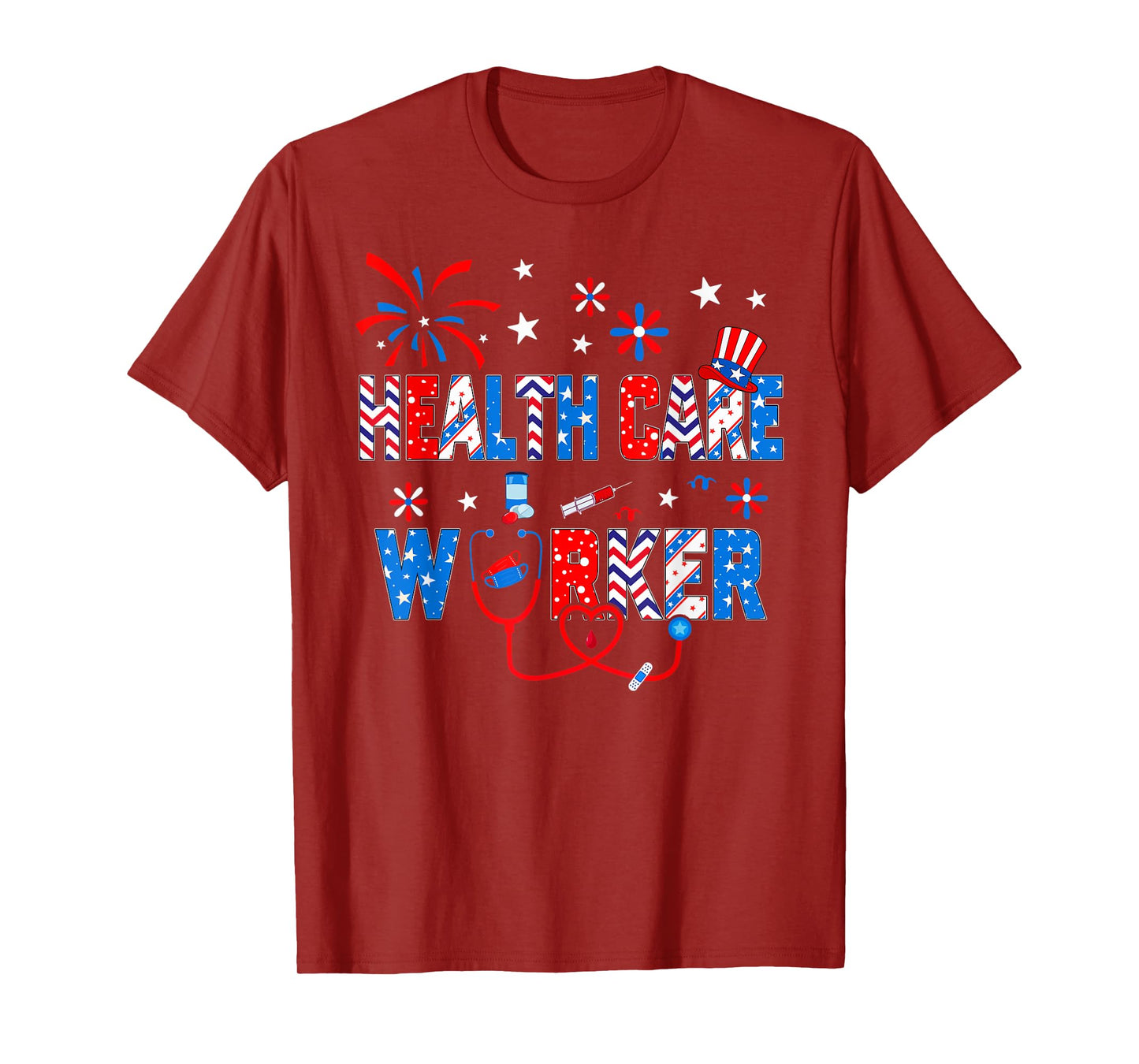 4th Of July For Women Stethoscope Health Care Worker Nurse T-Shirt