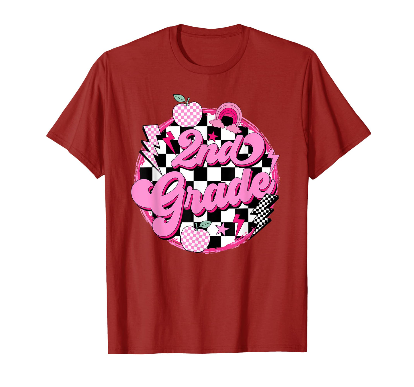 2nd Grade Teacher Women Retro Checkered First Day of School T-Shirt