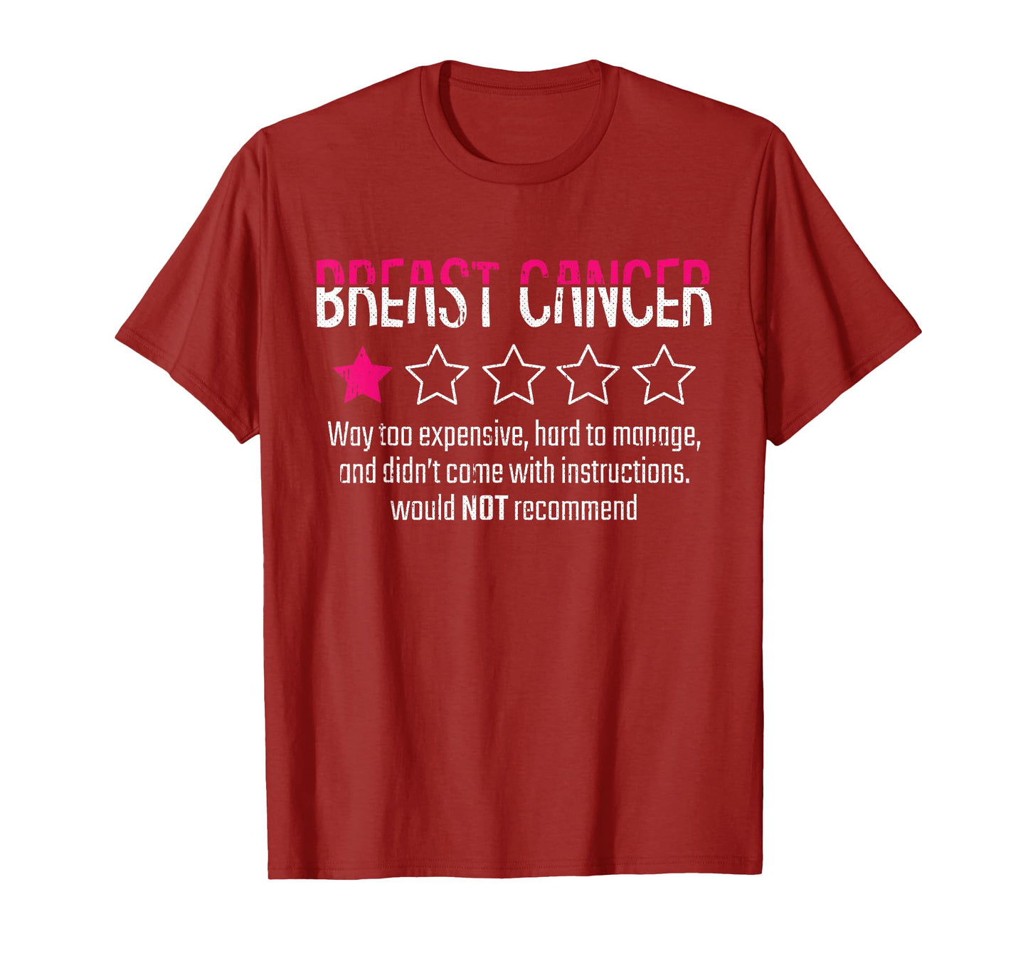 1 Star Rating Breast Cancer Awareness Funny Fighter T-Shirt