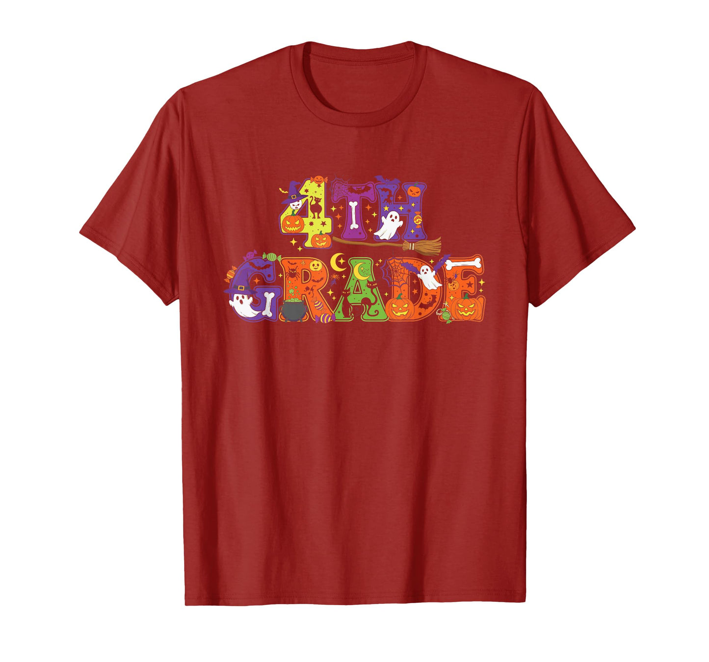 4th Grade Pumpkin Ghost Skeleton Halloween Kids Mens Womens T-Shirt