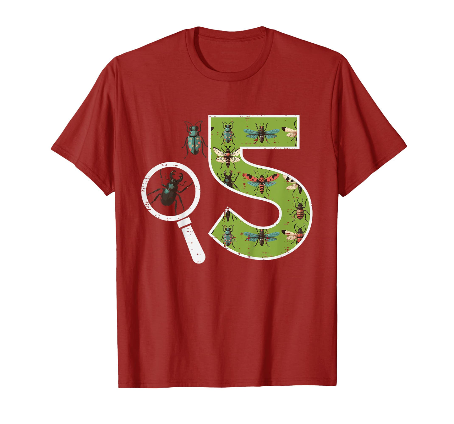 5th Birthday 5 Magnifying Glass Insects Bugs Bday Boys Girls T-Shirt