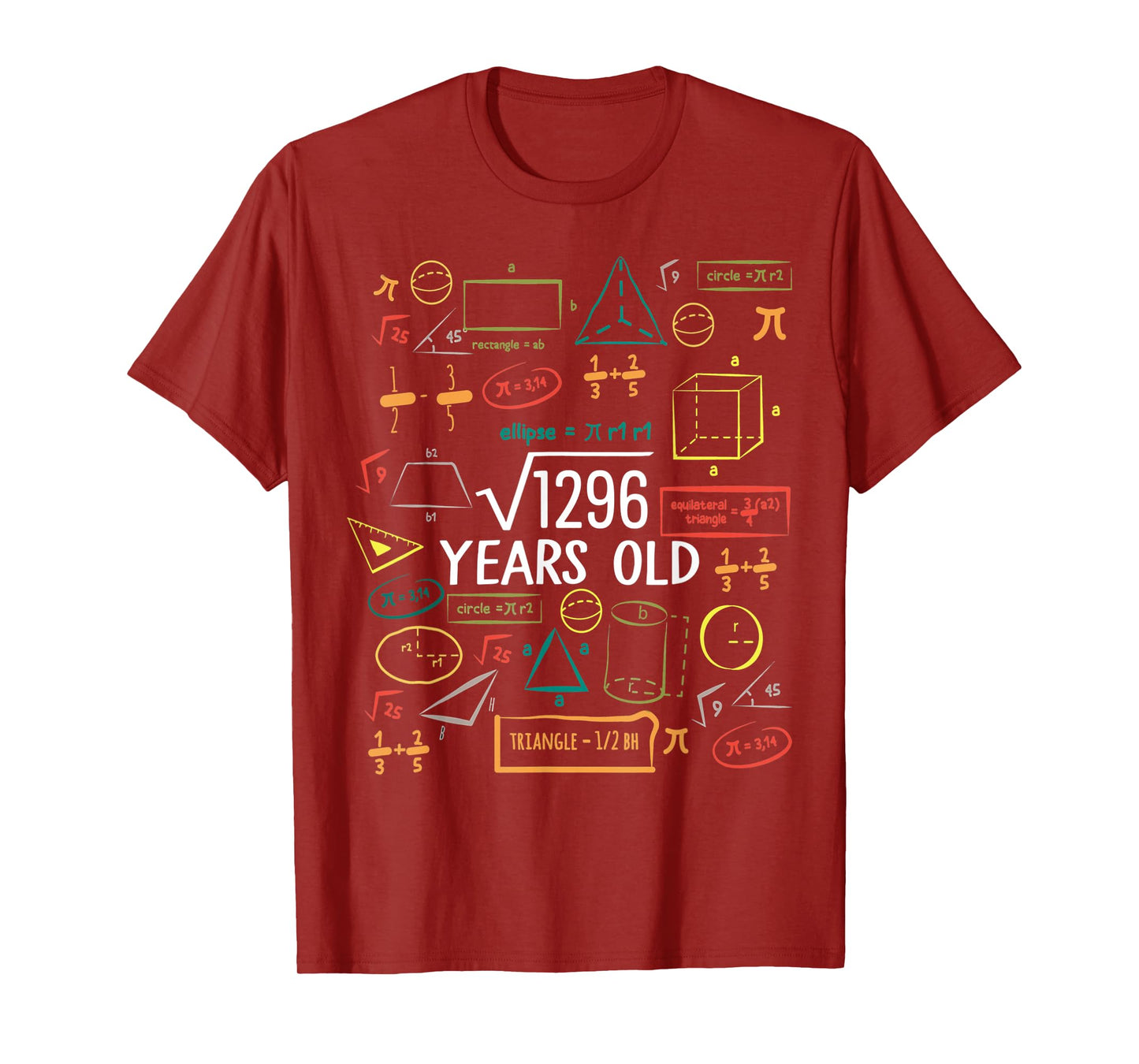 36 Years Old Square Root Math 36th Birthday Men Women T-Shirt