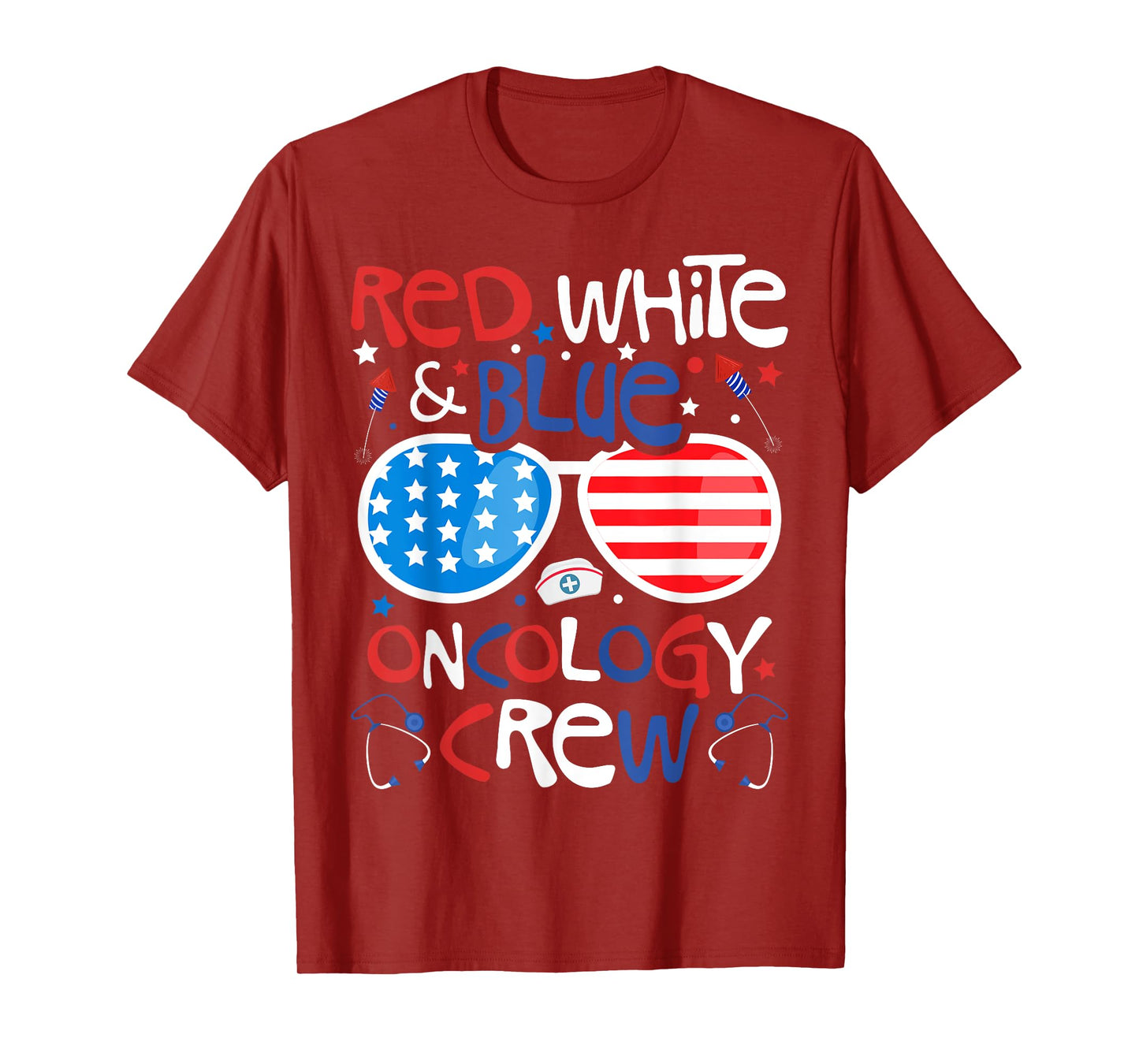 4th of July Red White Blue Oncology Crew Patriotic Nurse T-Shirt