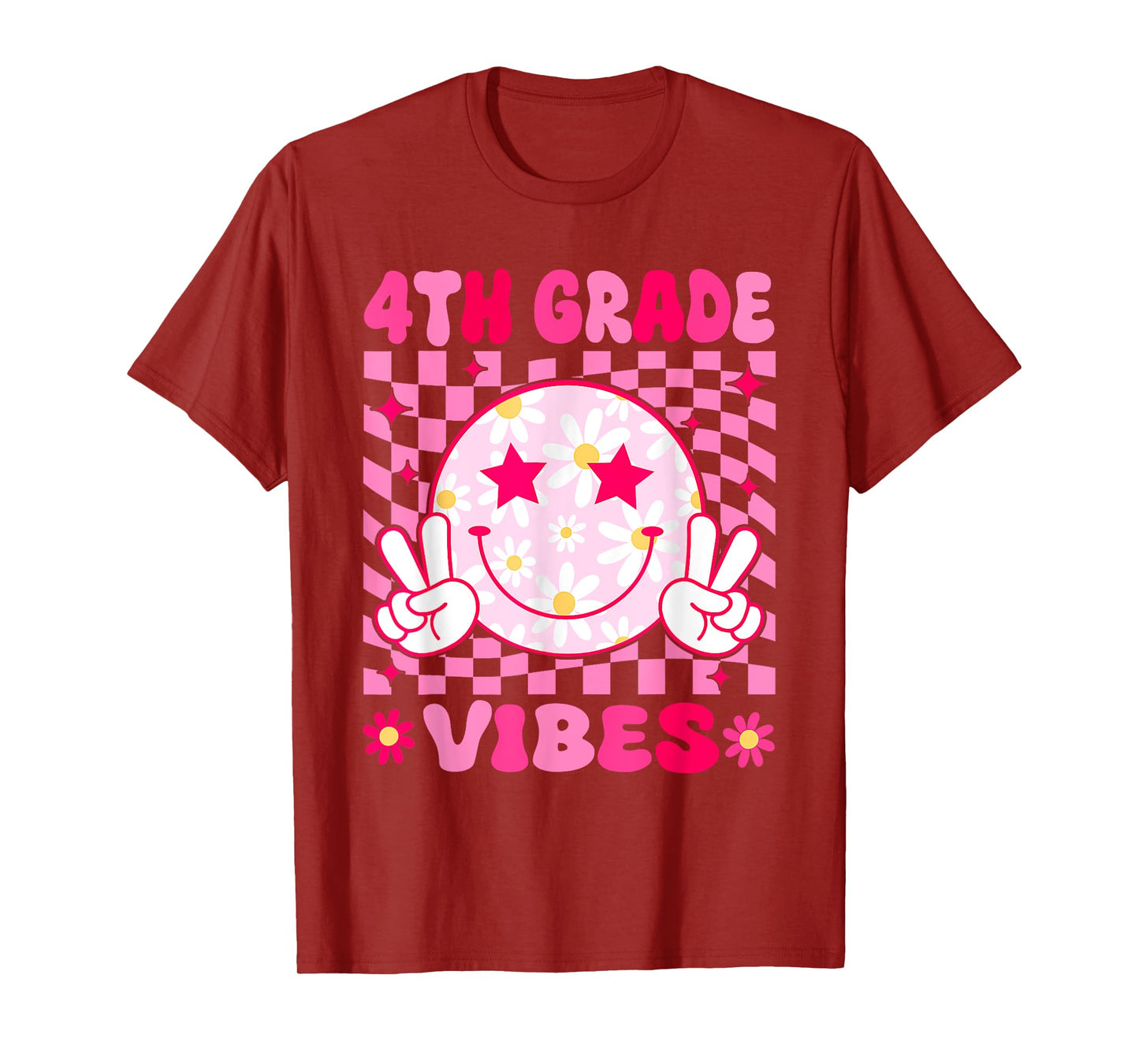 4th Grade Vibes Smile Face Fourth grade Girls Back to School T-Shirt