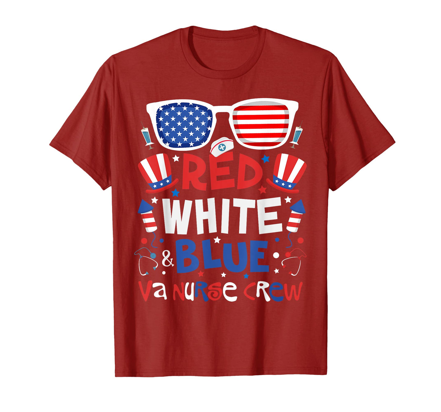 4th of July Red White Blue VA Nurse Crew Patriotic Nurse T-Shirt
