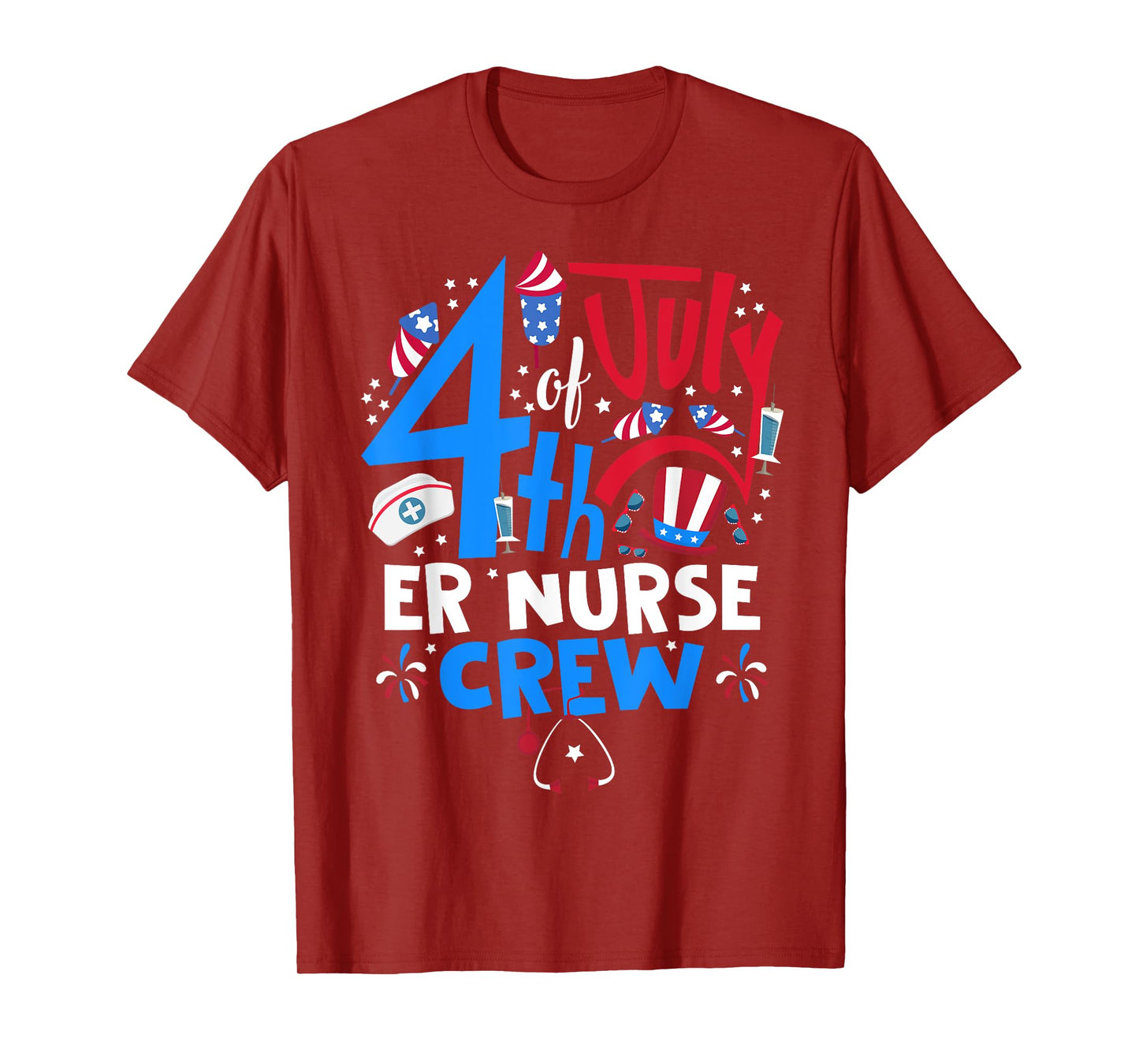 4th of July ER Nurse Crew Emergency Room Nurse In 4th July T-Shirt for Women Men