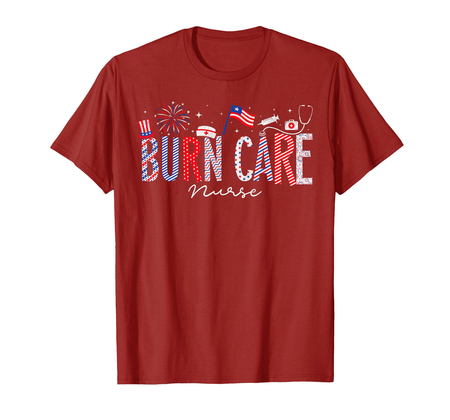 4th Of July Burn Care Nurse Scrub Tops Patriotic Nurses T-Shirt for Women Men