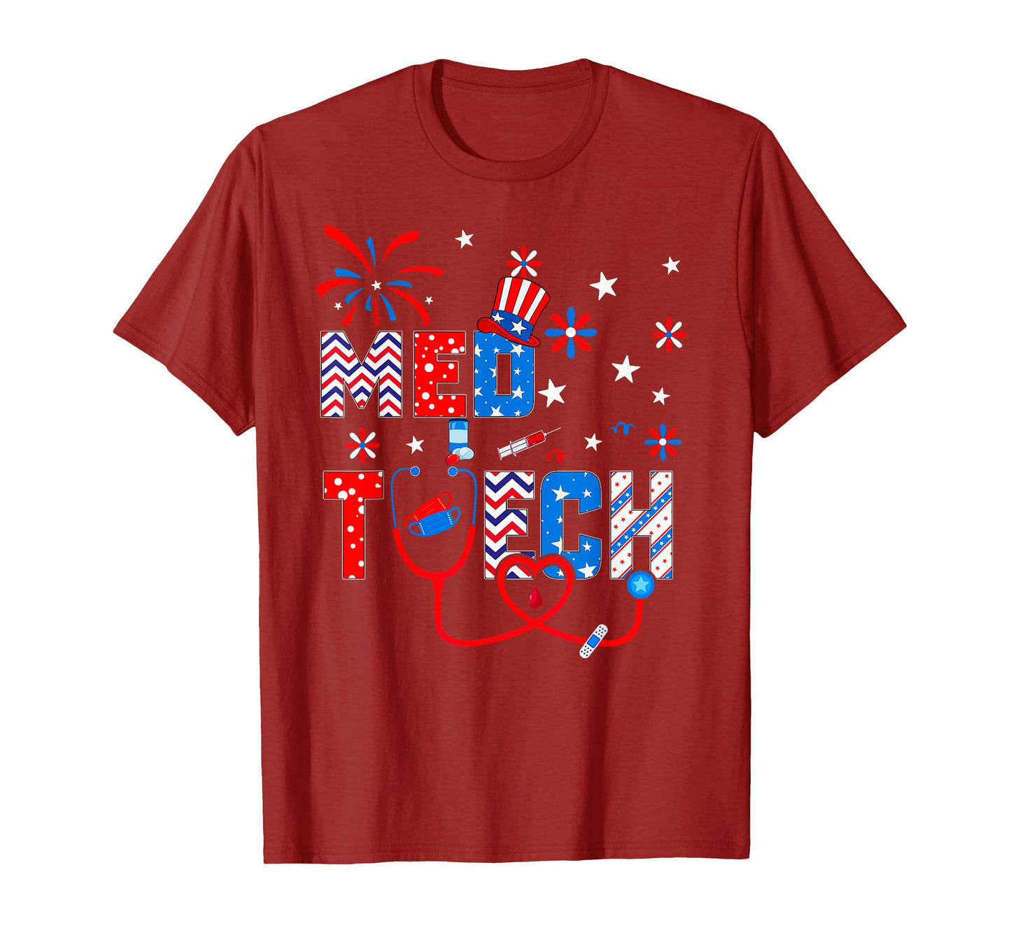 4th Of July Shirt For Women Stethoscope Patriotic Med Tech T-Shirt