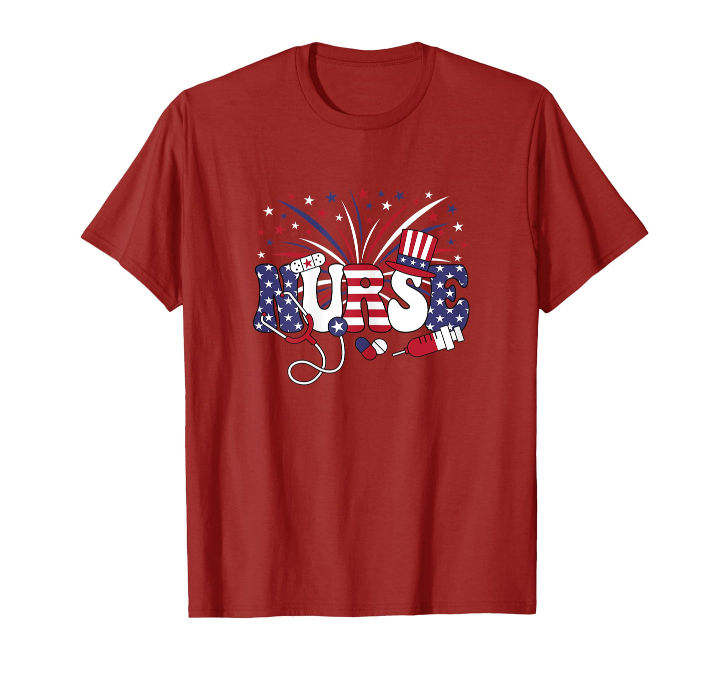 4th Of July Patriotic Nurse American Flag USA Nursing Women T-Shirt