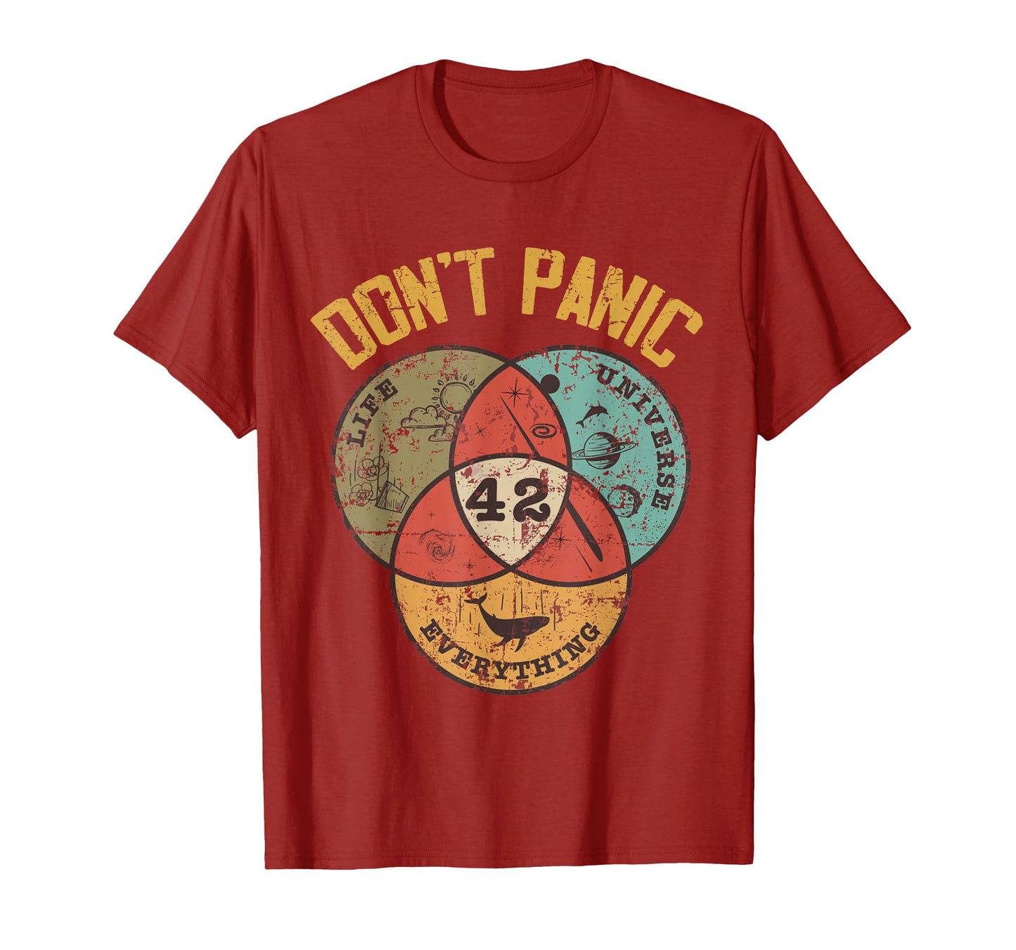 42 Answer to Life The Universe And Everything Don't Panic T-Shirt