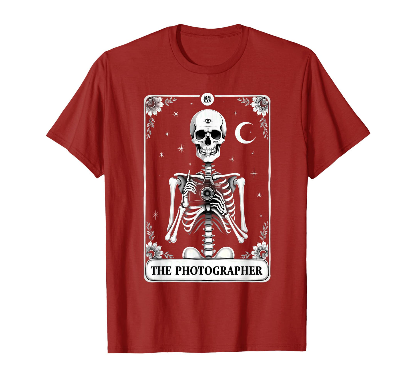 Gothic Tarot Card Cameraman The Photographer Skeleton T-Shirt