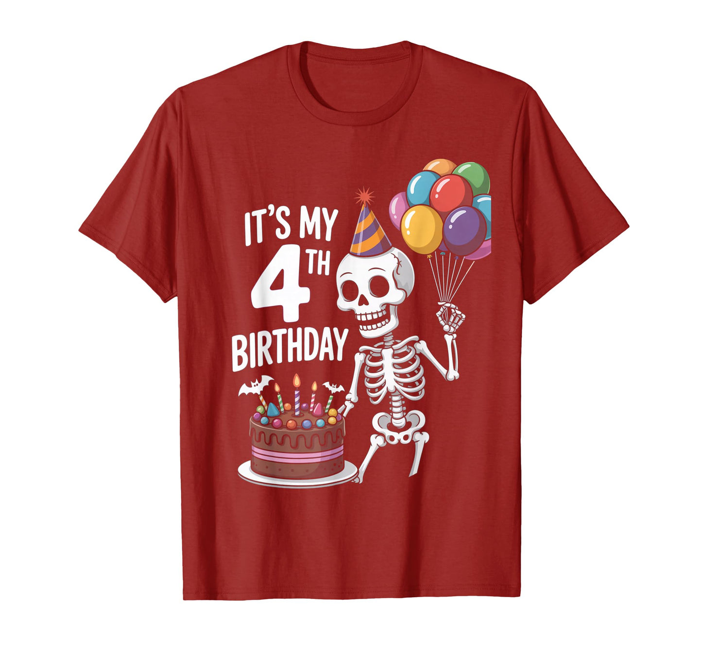4th Birthday Skeleton Halloween Party Kids Spooky Skeleton T-Shirt