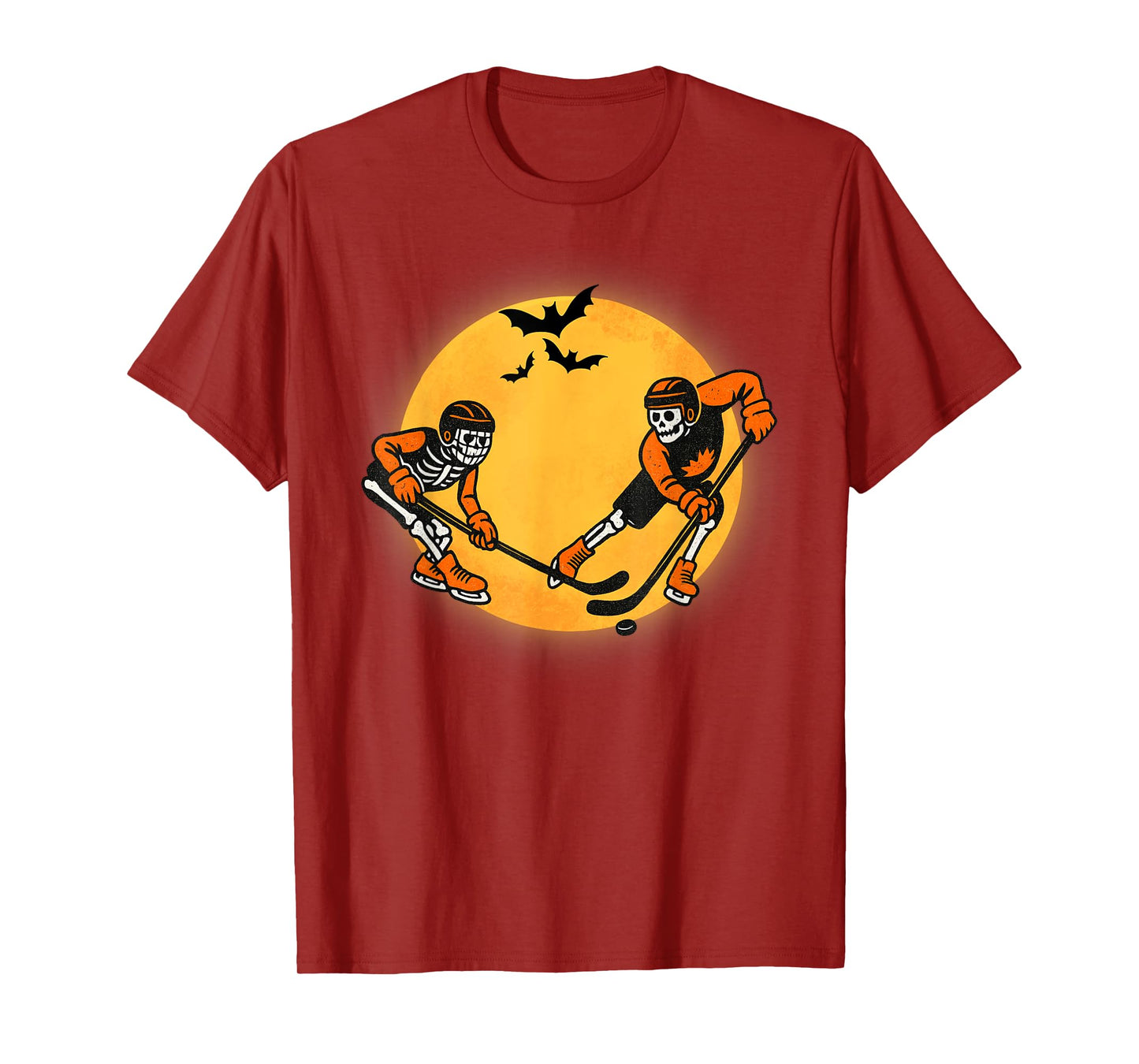 Vintage Halloween Skeleton Ice Hockey Funny Spooky Costume T-Shirt
