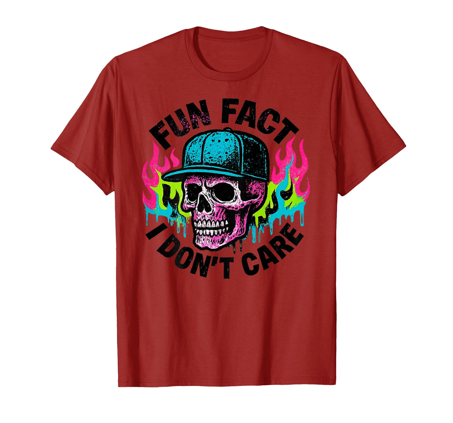 (ON Back) Fun Fact I Don't Care Funny Skeleton Humor Quote T-Shirt
