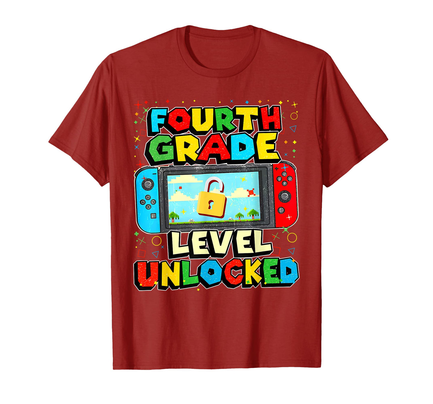 4th Grade Level Unlocked Funny Gamer Boys Back To School T-Shirt