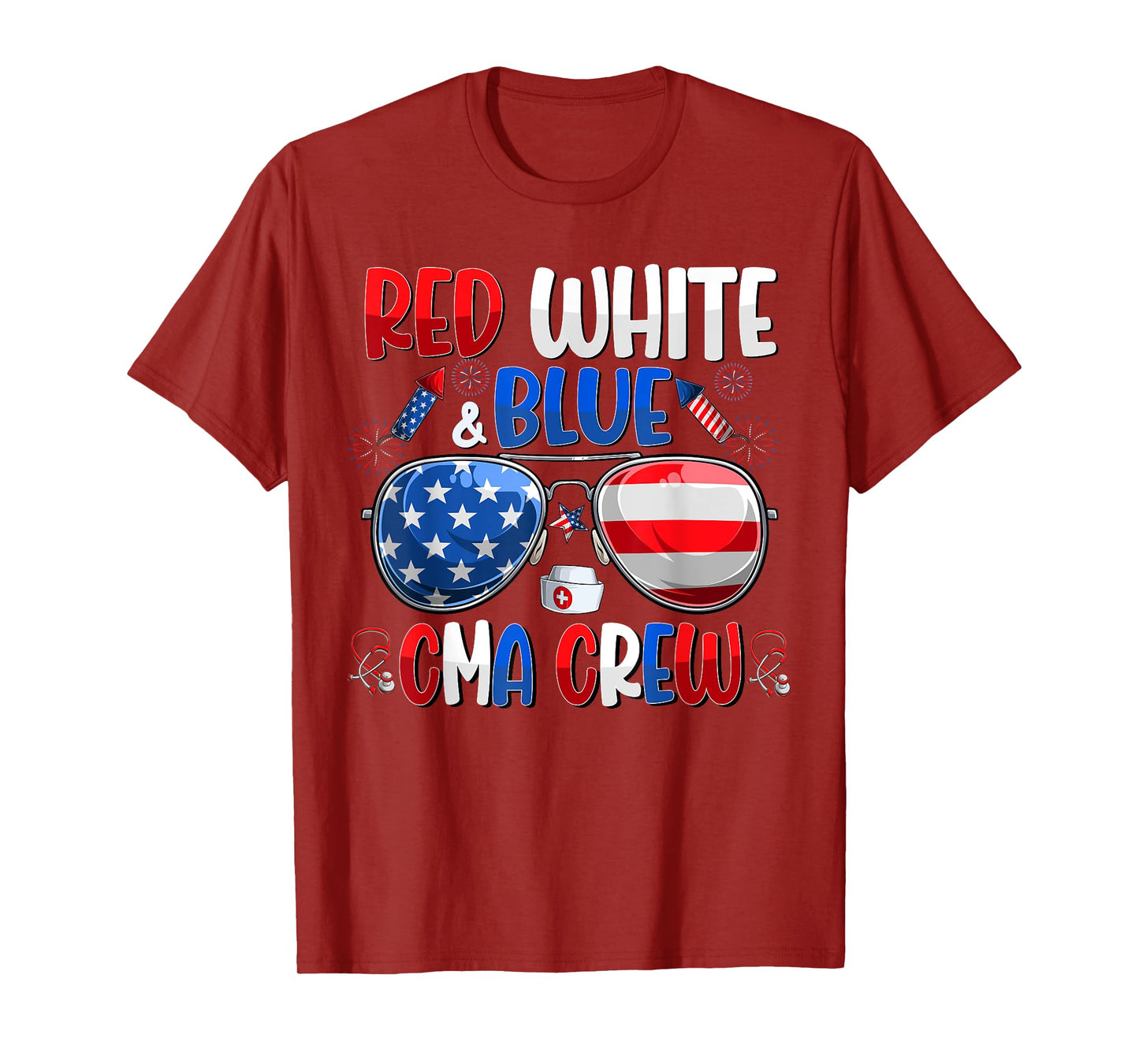 4th Of July CMA Crew Scrub Tops Medical Assistants Matching T-Shirt for Women Men