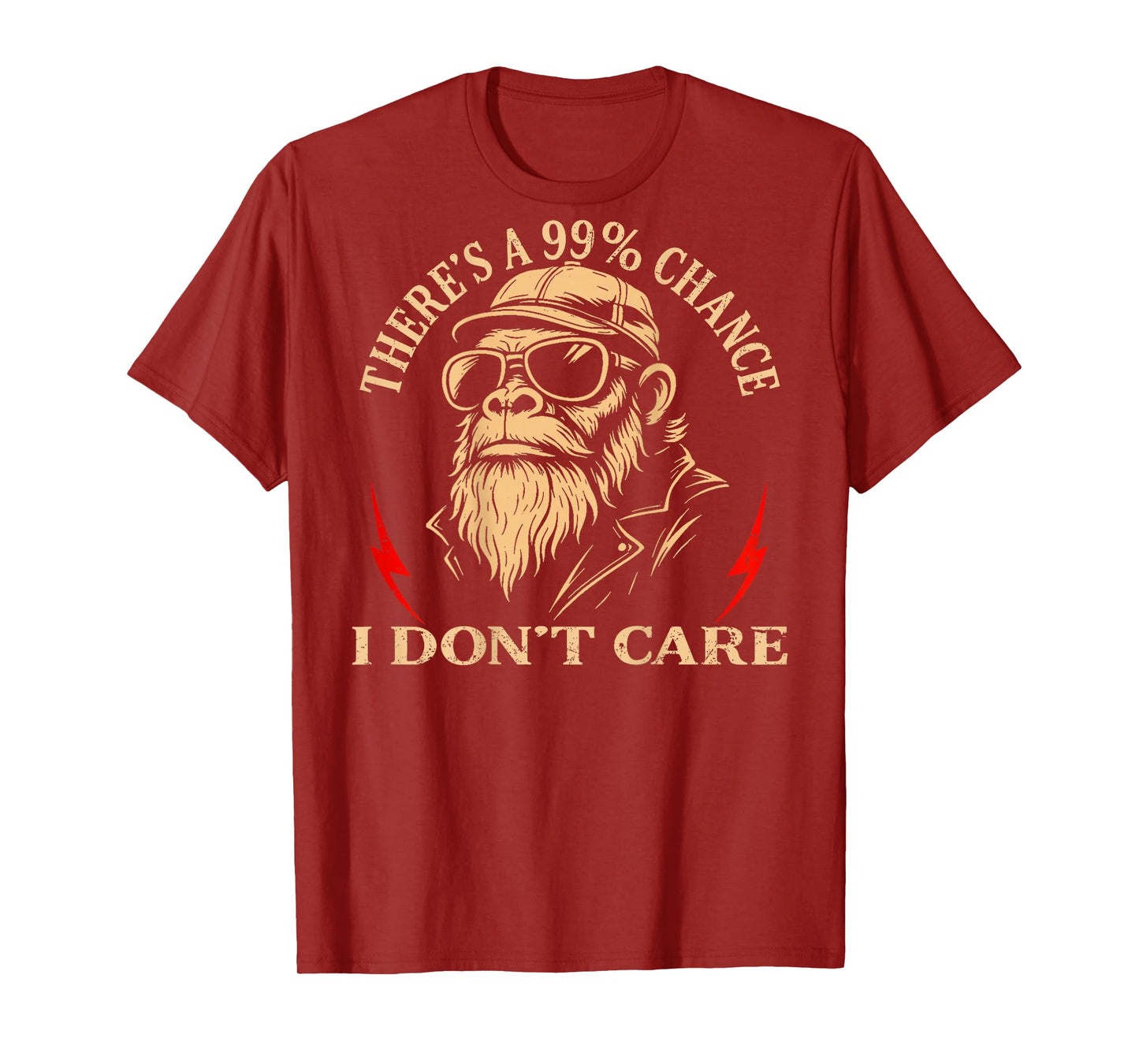 (ON Back) There's A 99% Chance I Don't Care Funny Monkey Men T-Shirt