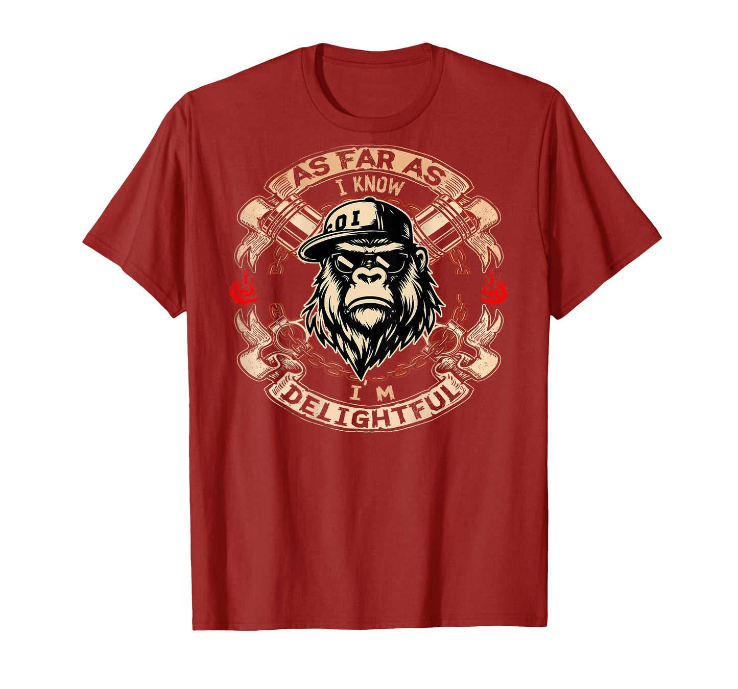 (ON Back) As Far As I Know I'm Delightful Funny Monkey Quote T-Shirt