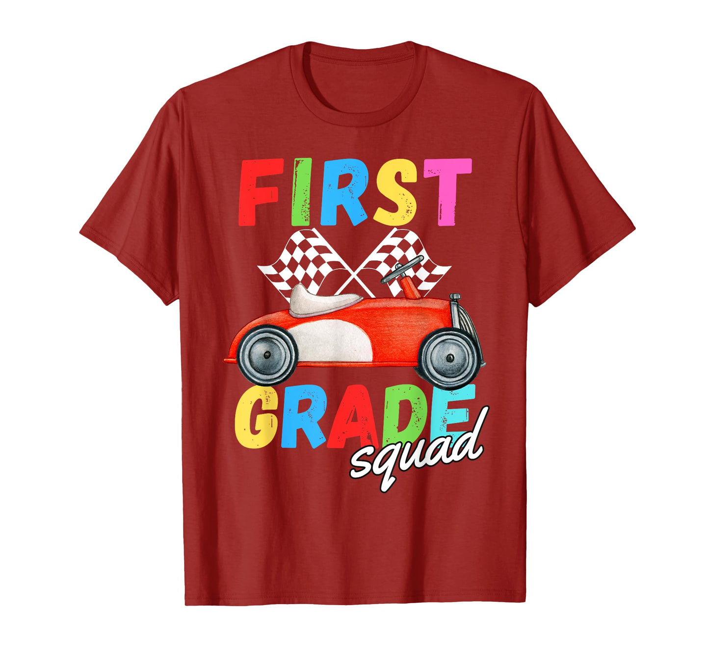 1st Grade Squad First Teacher Student Team Race Car Funny T-Shirt