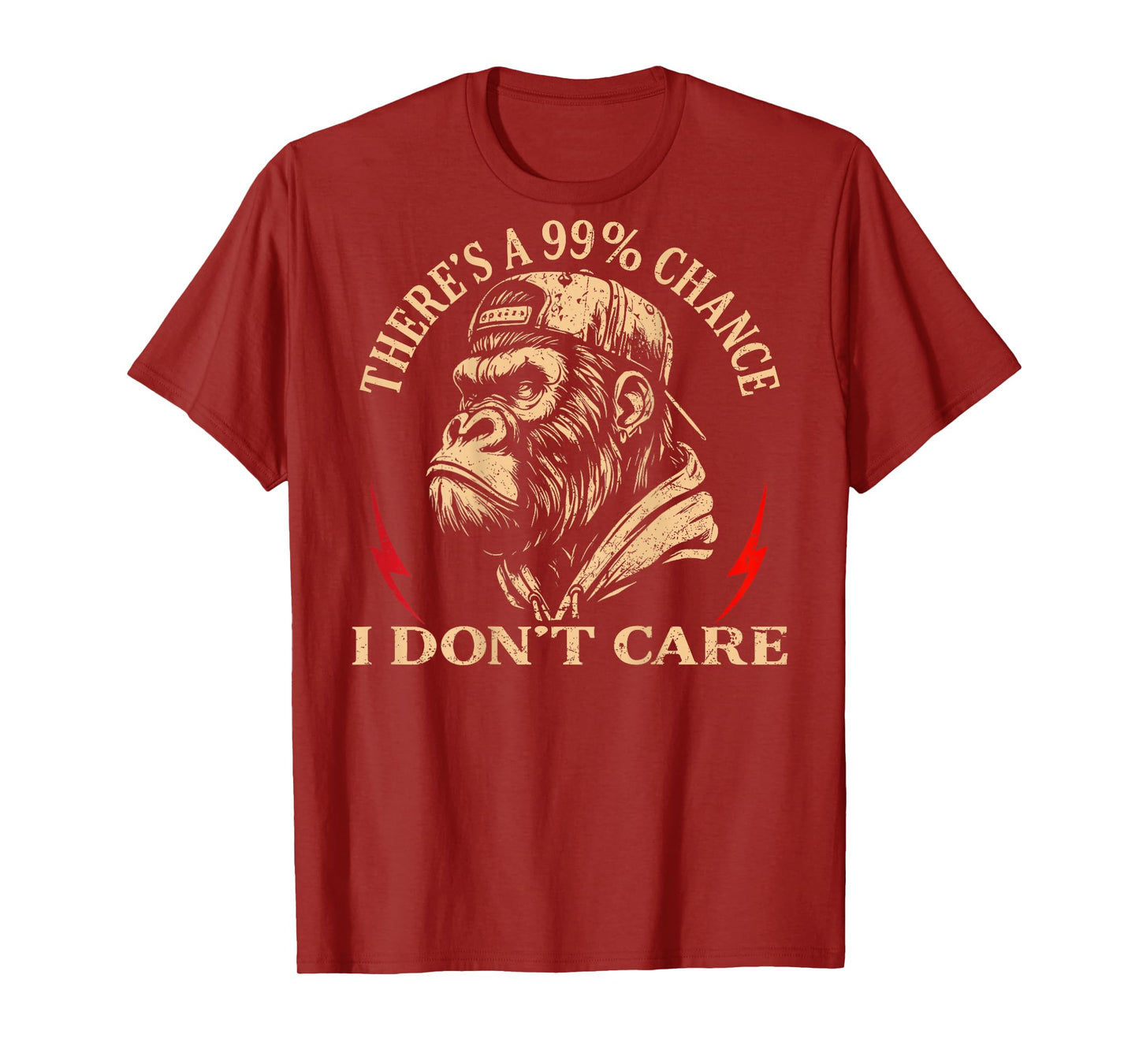 (ON Back) There's A 99% Chance I Don't Care Funny Monkey Men T-Shirt