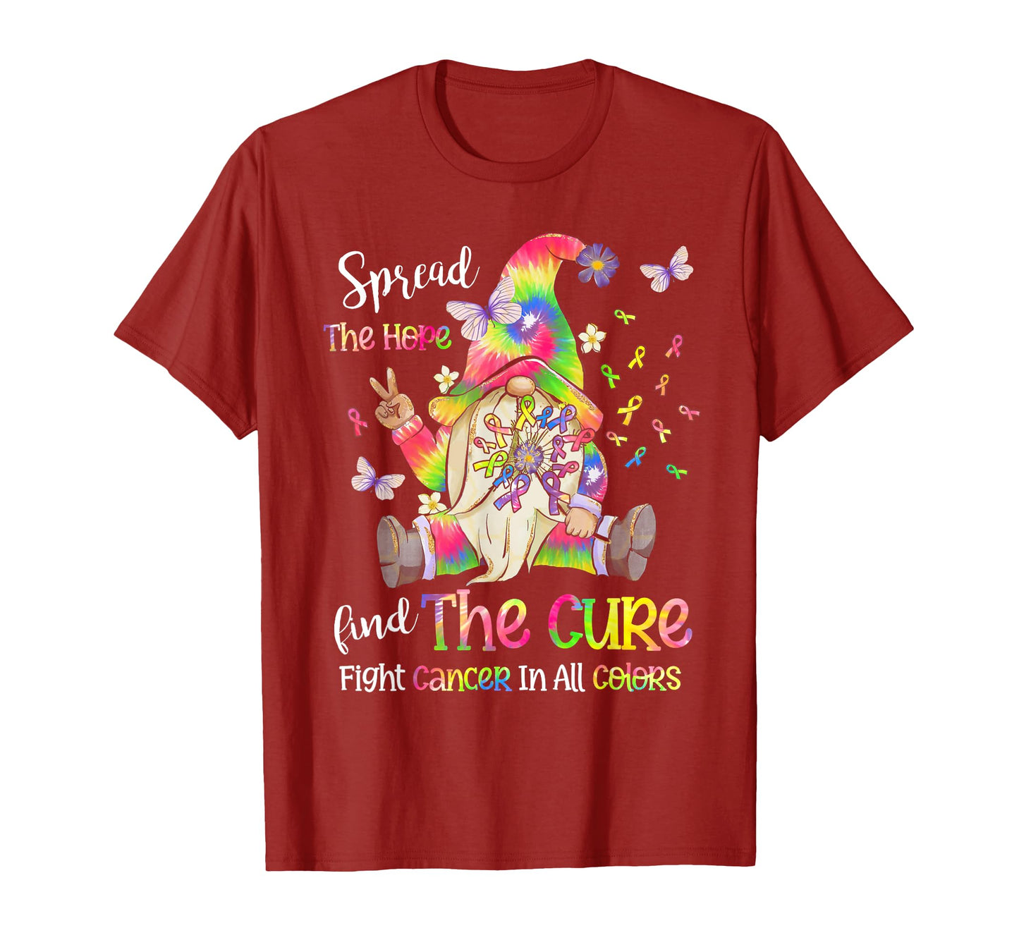 Fight Cancer In All Color Gnome Fight Cancer Ribbons T-Shirt