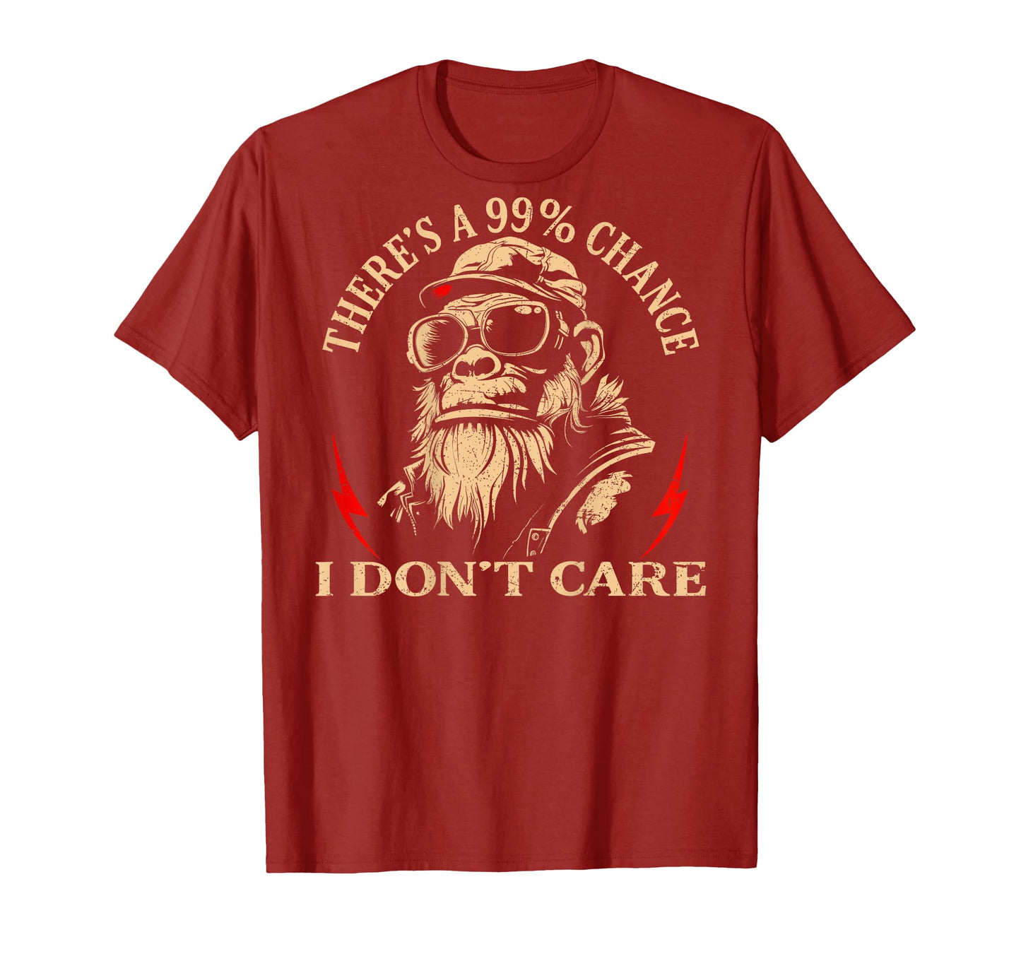 (ON Back) There's A 99% Chance I Don't Care Funny Monkey Men T-Shirt