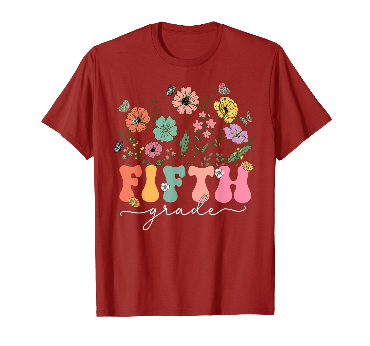 5th Fifth Grade Teacher Wildflower Back To School Floral T-Shirt