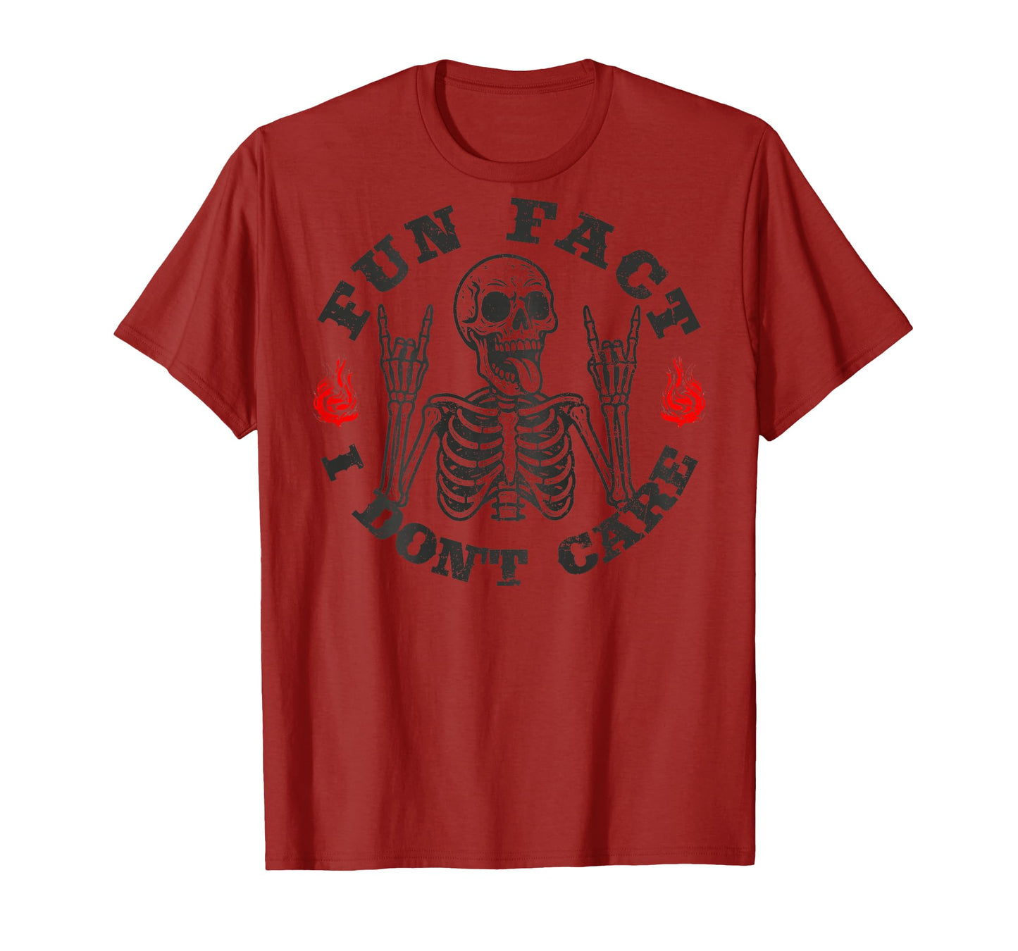 (ON Back) Fun Fact I Don't Care Funny Skeleton Saying Quote T-Shirt