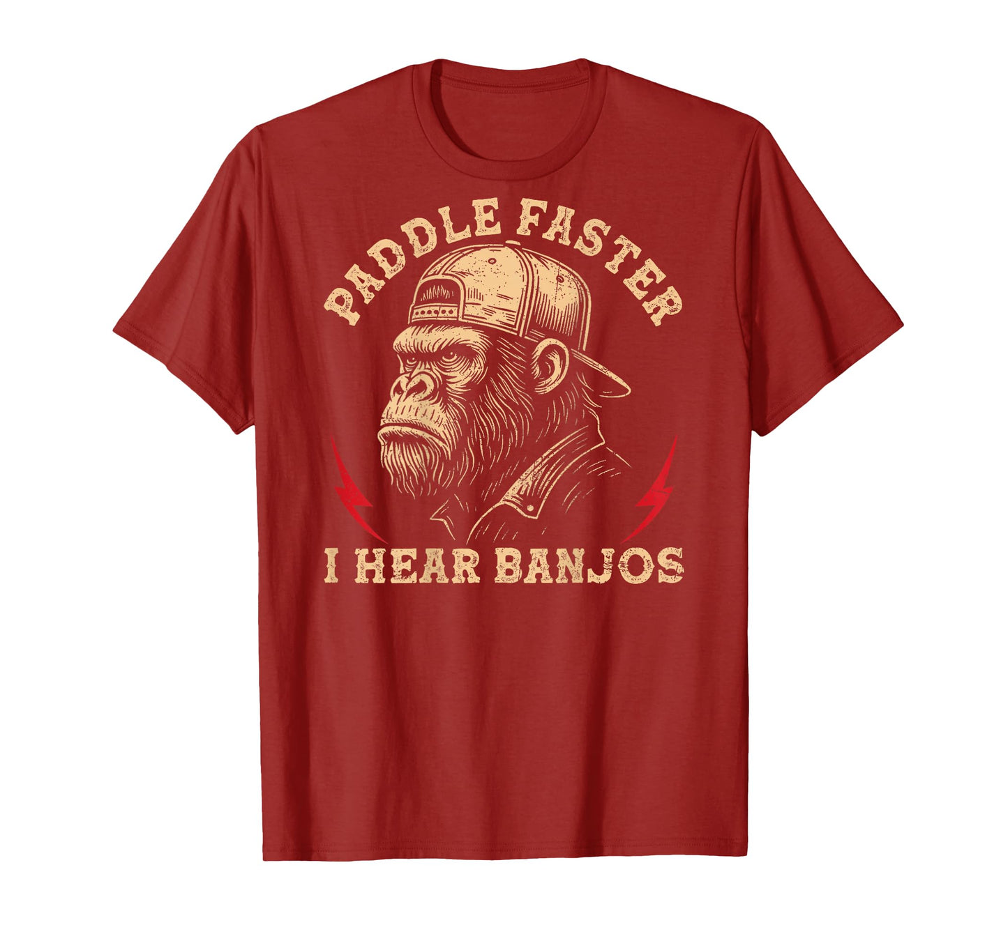 (On Back) Paddle Faster I Hear Banjos Funny Monkey T-Shirt