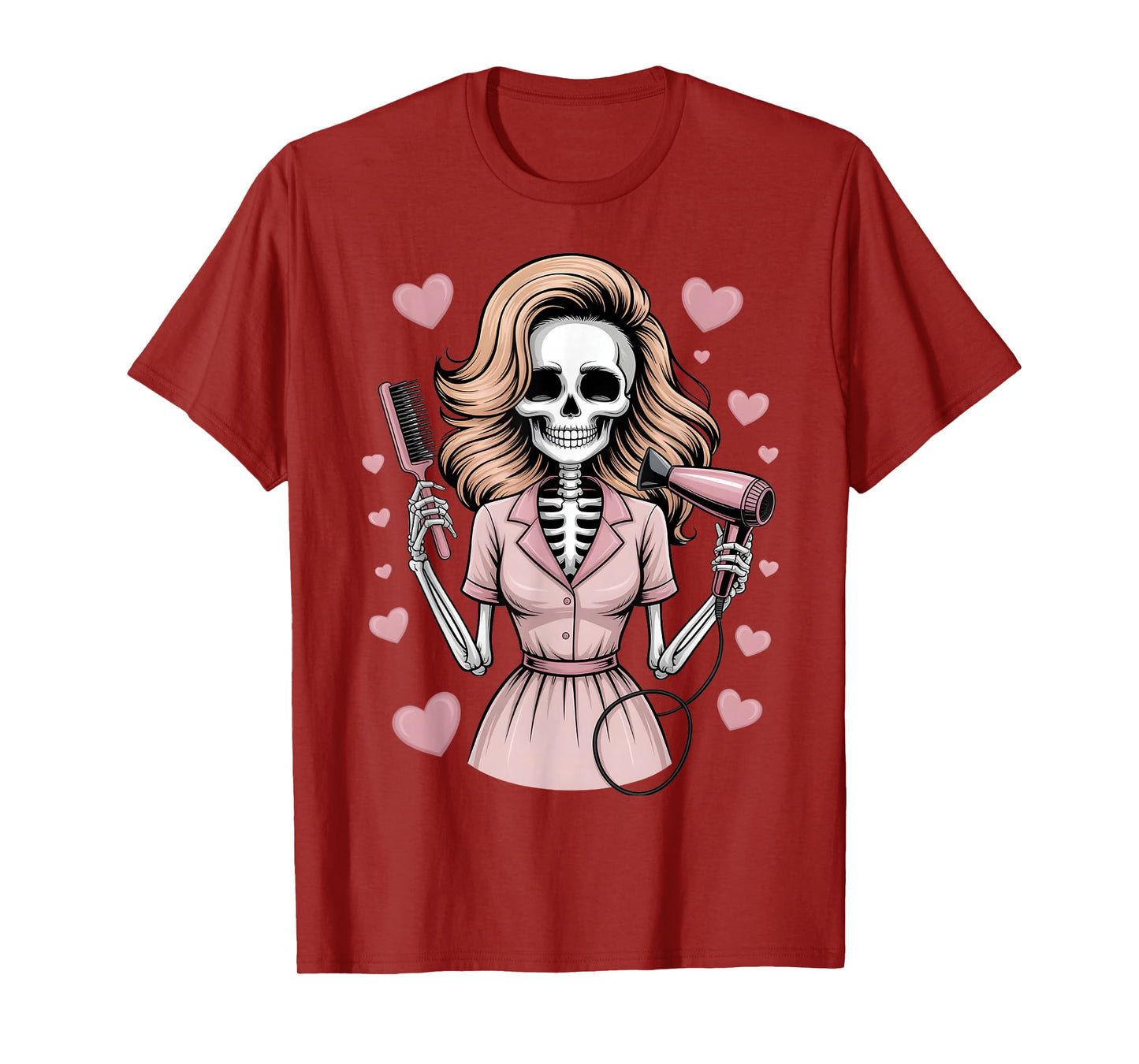 Halloween Gothic Skeleton Hairdresser T-Shirt