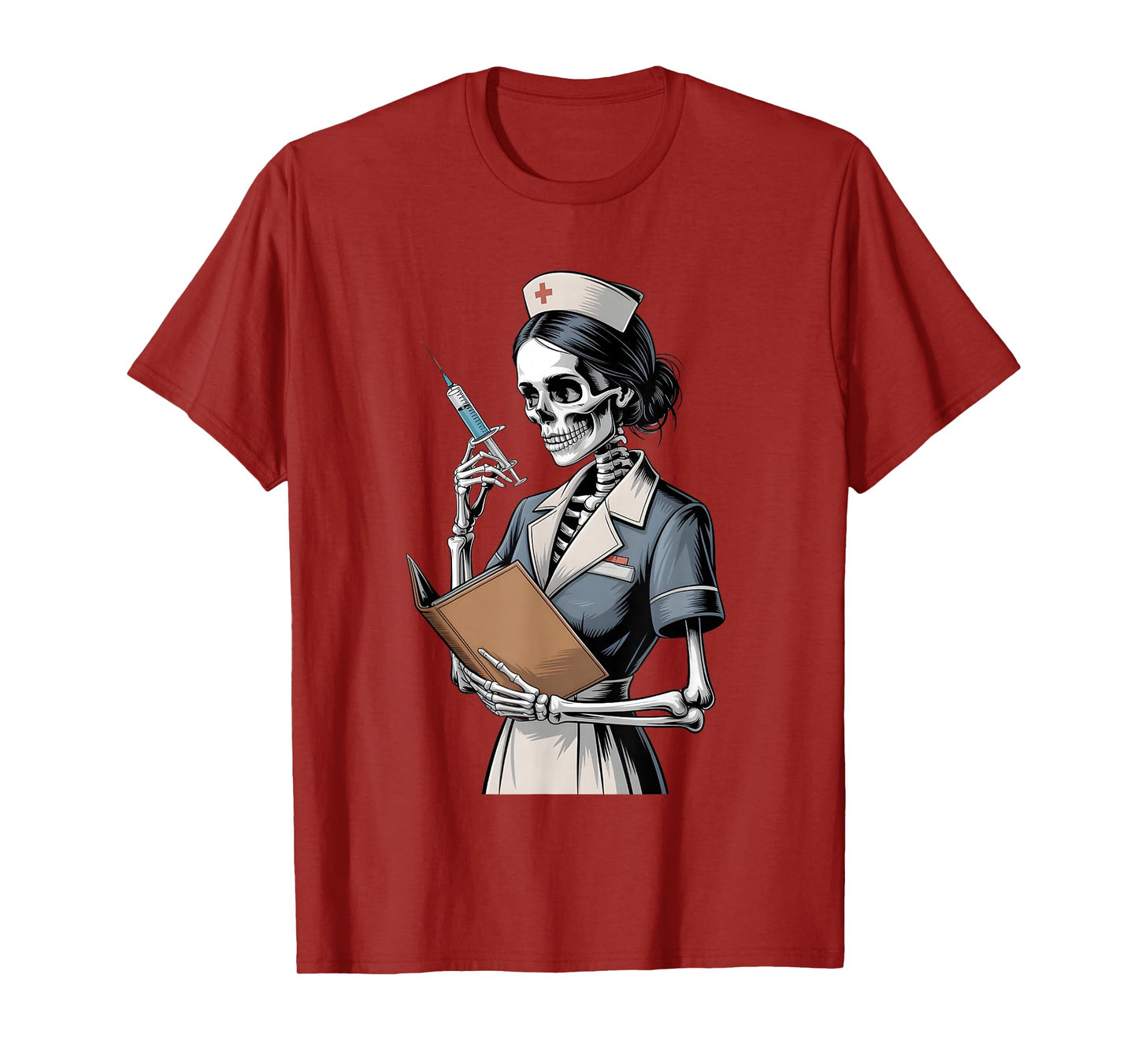 Halloween Gothic Skeleton Nurse with Syringe T-Shirt