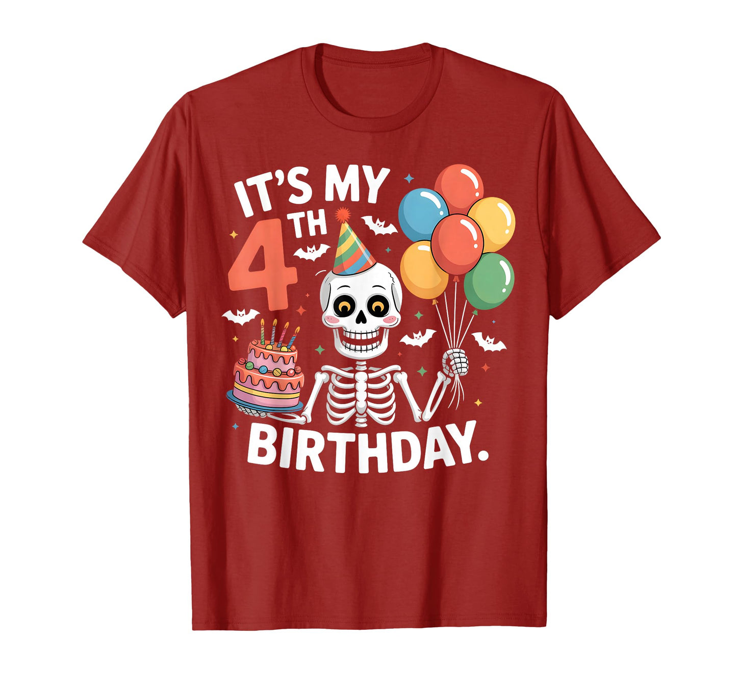 4th Birthday Skeleton Halloween Party for Kids T-Shirt