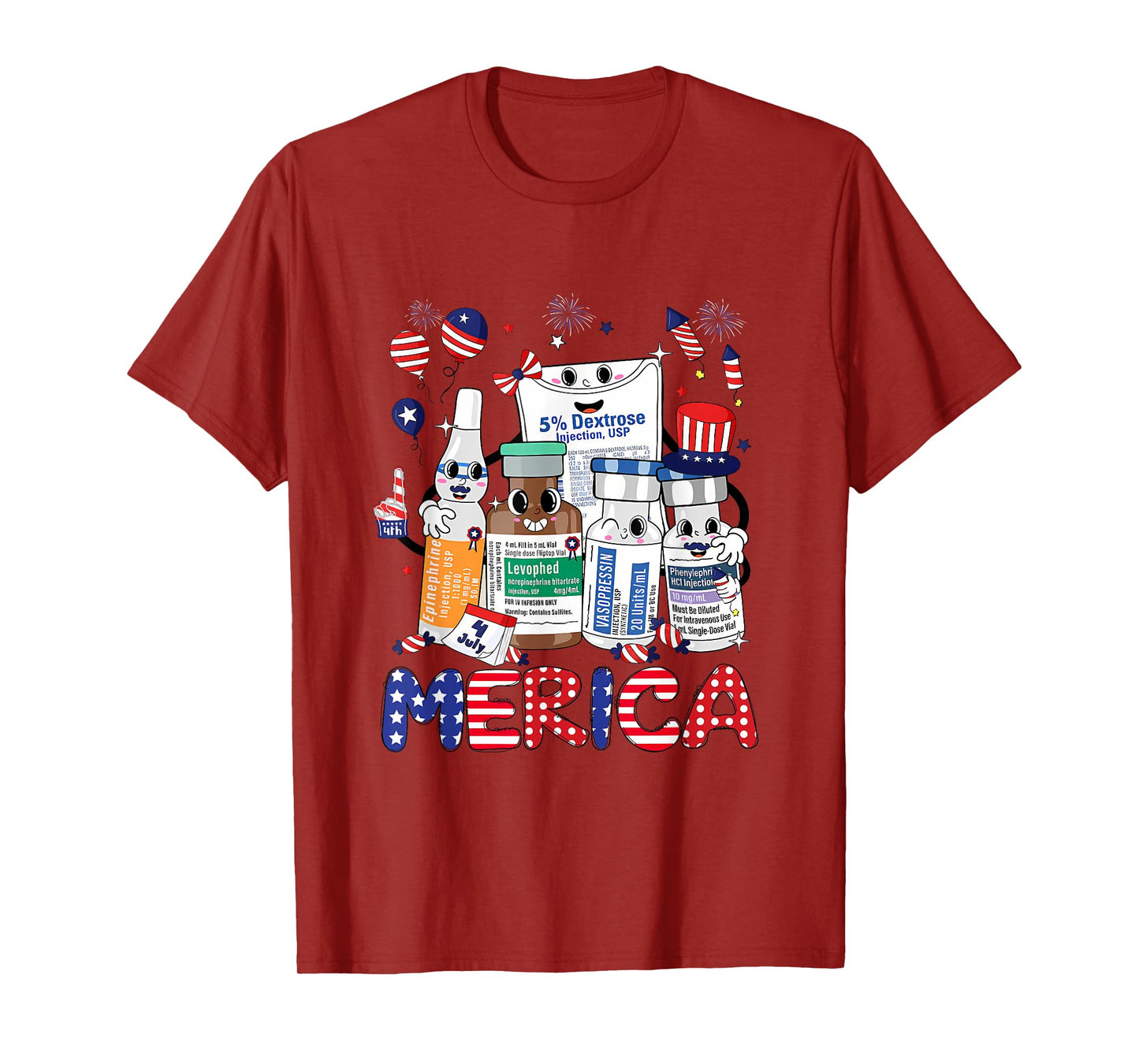 4th of July Red White Icu Nurse Care Er Ed Rn Micu Cvicu Women Men T-Shirt