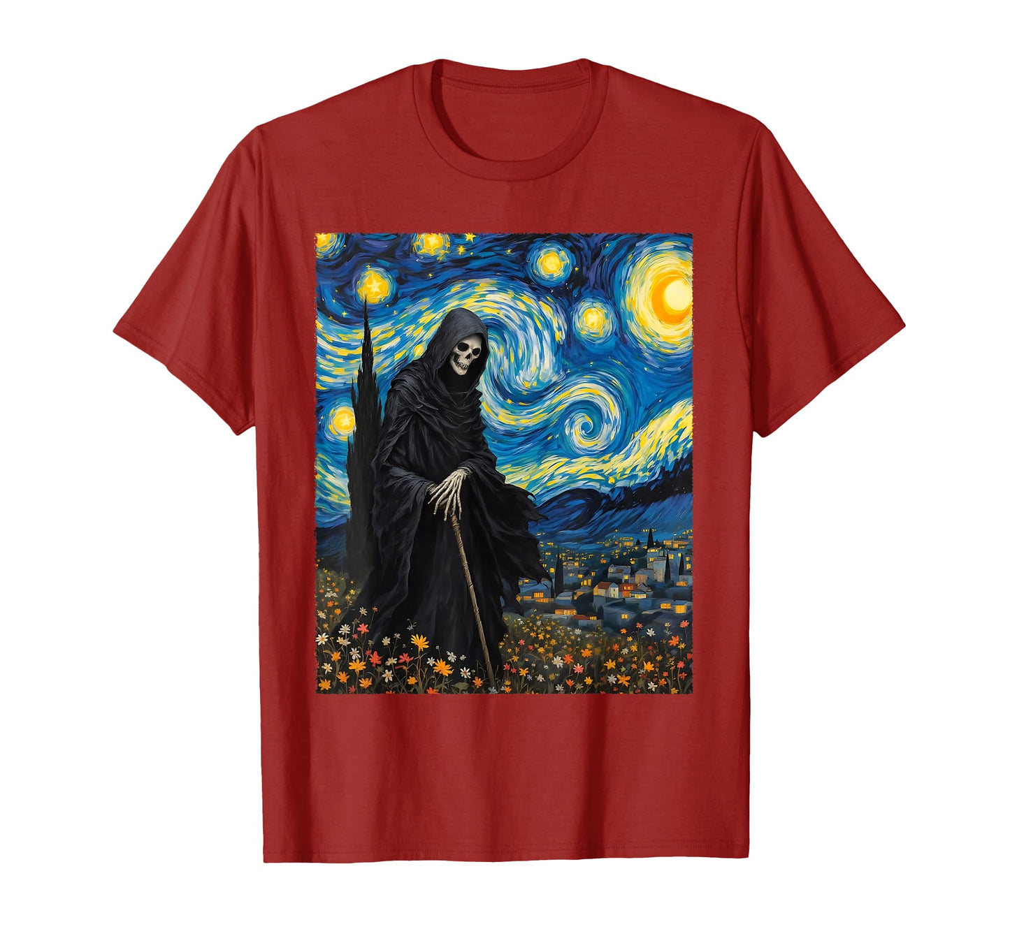 Halloween Grim Reaper Gothic Van Gogh Party Costume T-Shirt