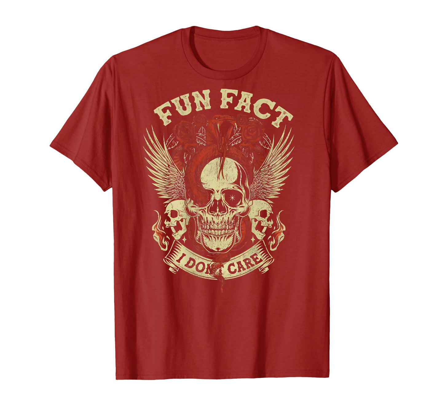 (ON Back) Fun Fact I Don't Care Funny Skeleton Saying Quote T-Shirt