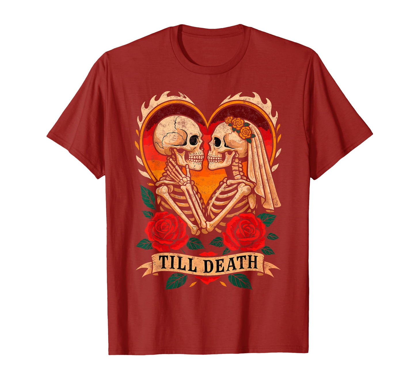 'Til Death Couple Skeletons Tee American Traditional Tattoo T-Shirt