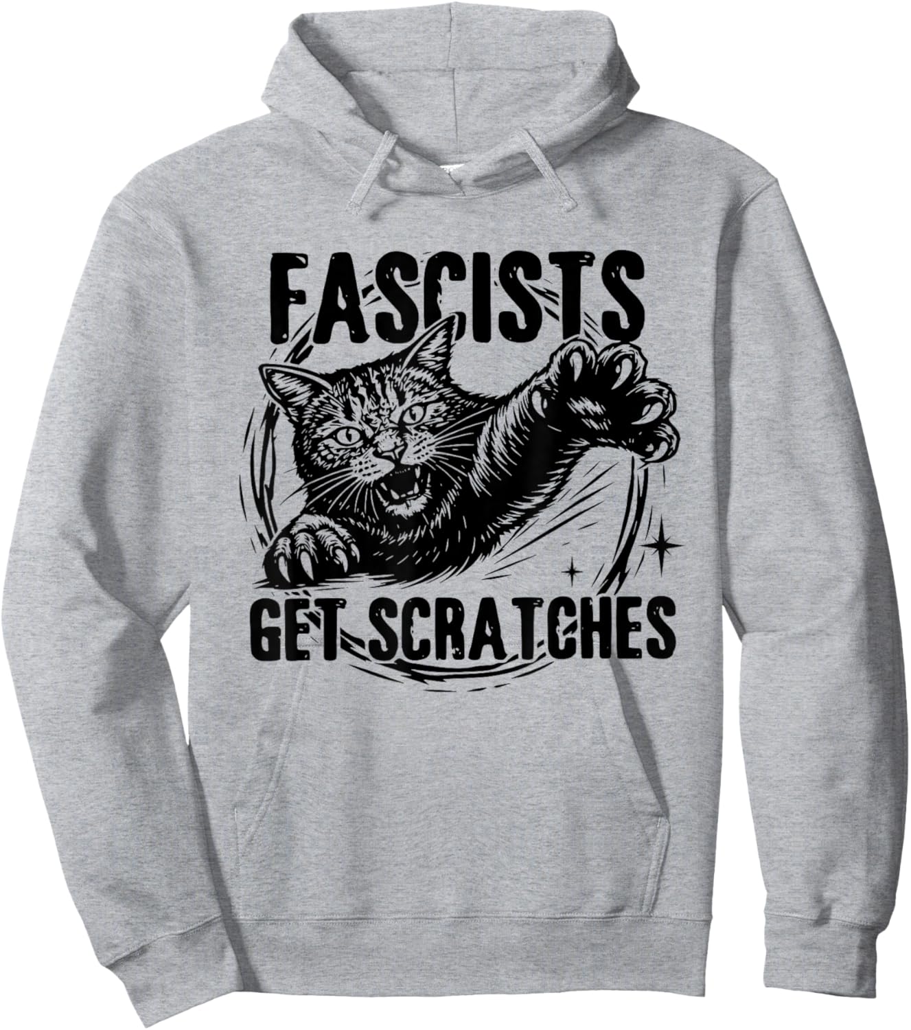 Vintage Black Cats Against Fascists Get Scratches T-Shirt Hoodie - Hoodie | Ash