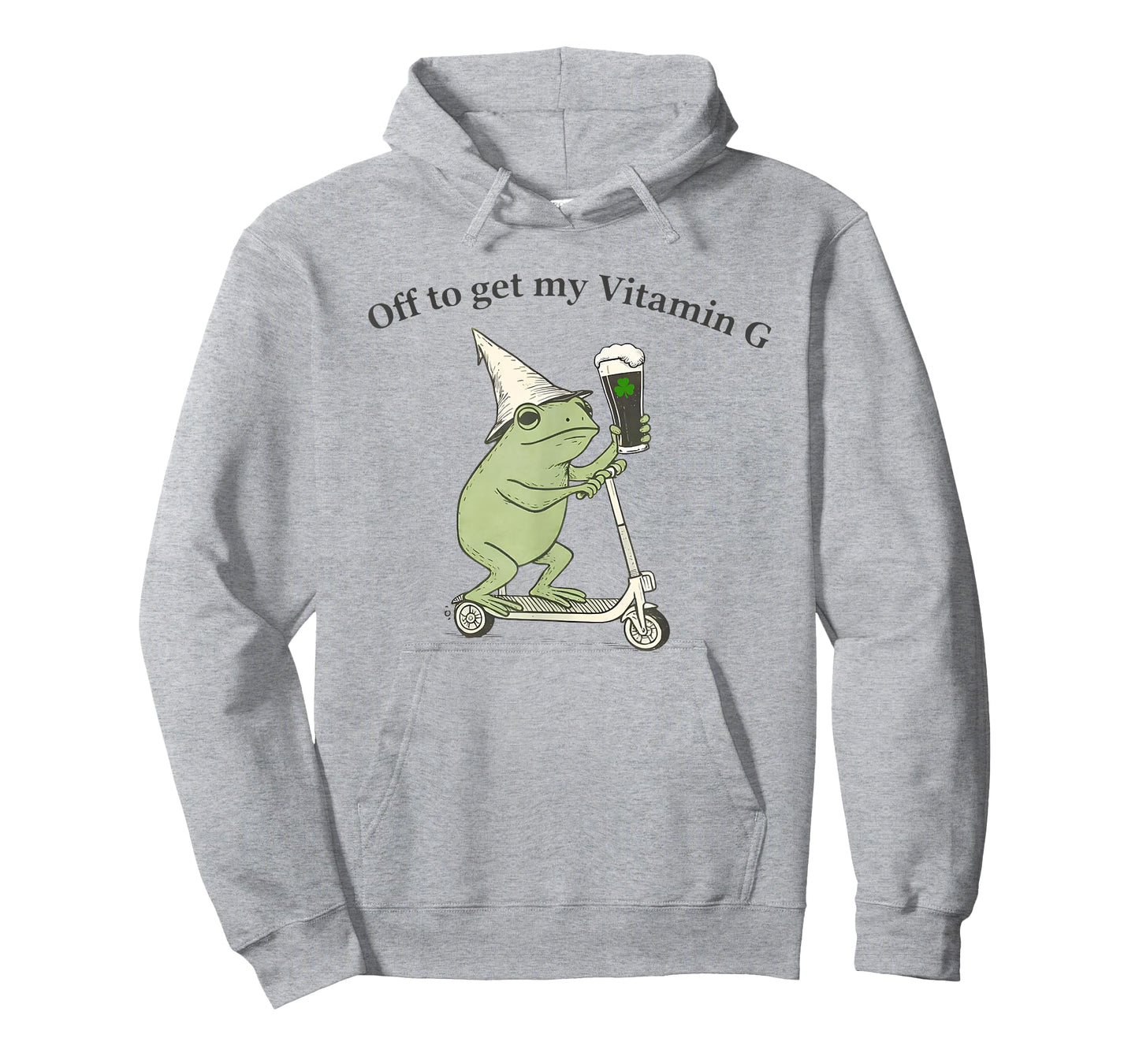 Funny St Patrick's Day Beer Frog Off to Get My Vitamin G T-Shirt - Hoodie | Ash