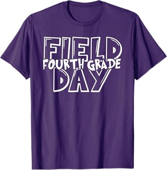 Field Day 2025 4th Fourth Grade School Teacher Kids Purple T-Shirt