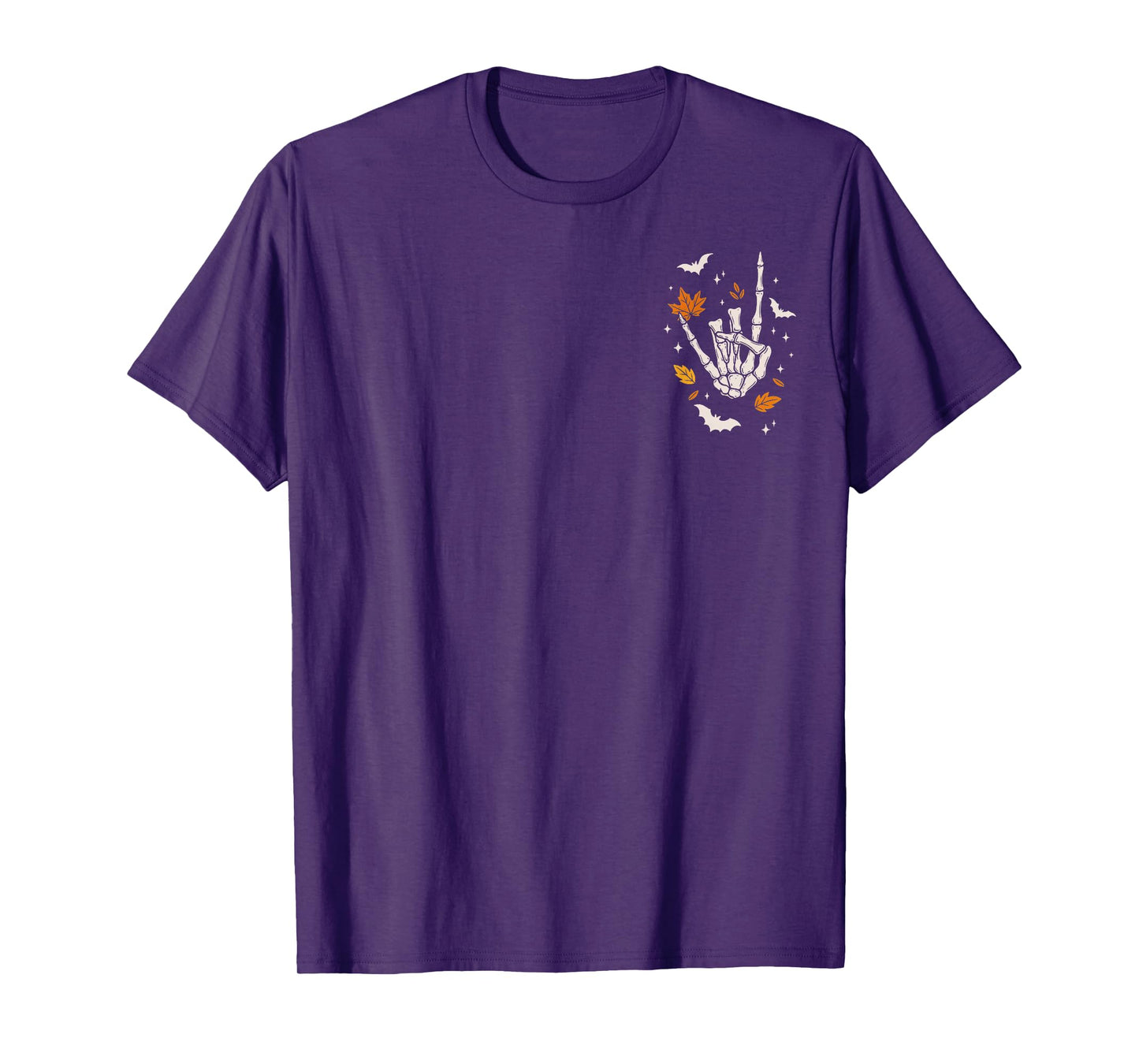 (2 Sided) Skeleton Fall Breeze Autumn Leaves T-Shirt