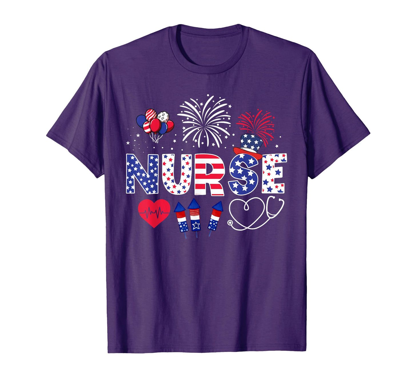 4th of July Nurse American Flag Fourth Of July Nurse T-Shirt