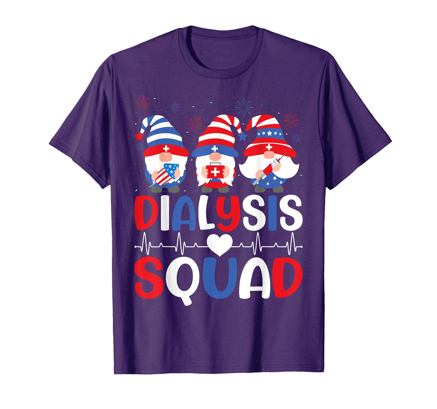 4th Of July Dialysis Squad Gnomes USA Patriotic Nurse T-Shirt for Women Men